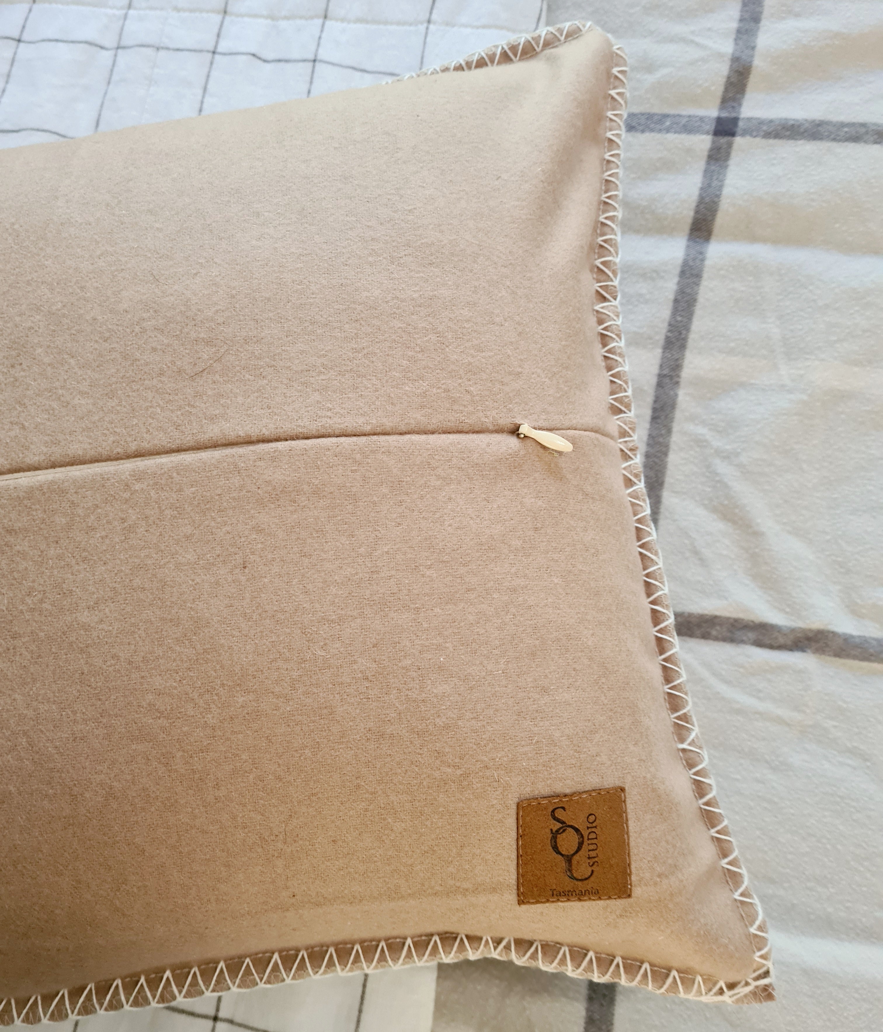 Tan Organic Wool Felt Cushions Cushions The Spotted Quoll Studio 