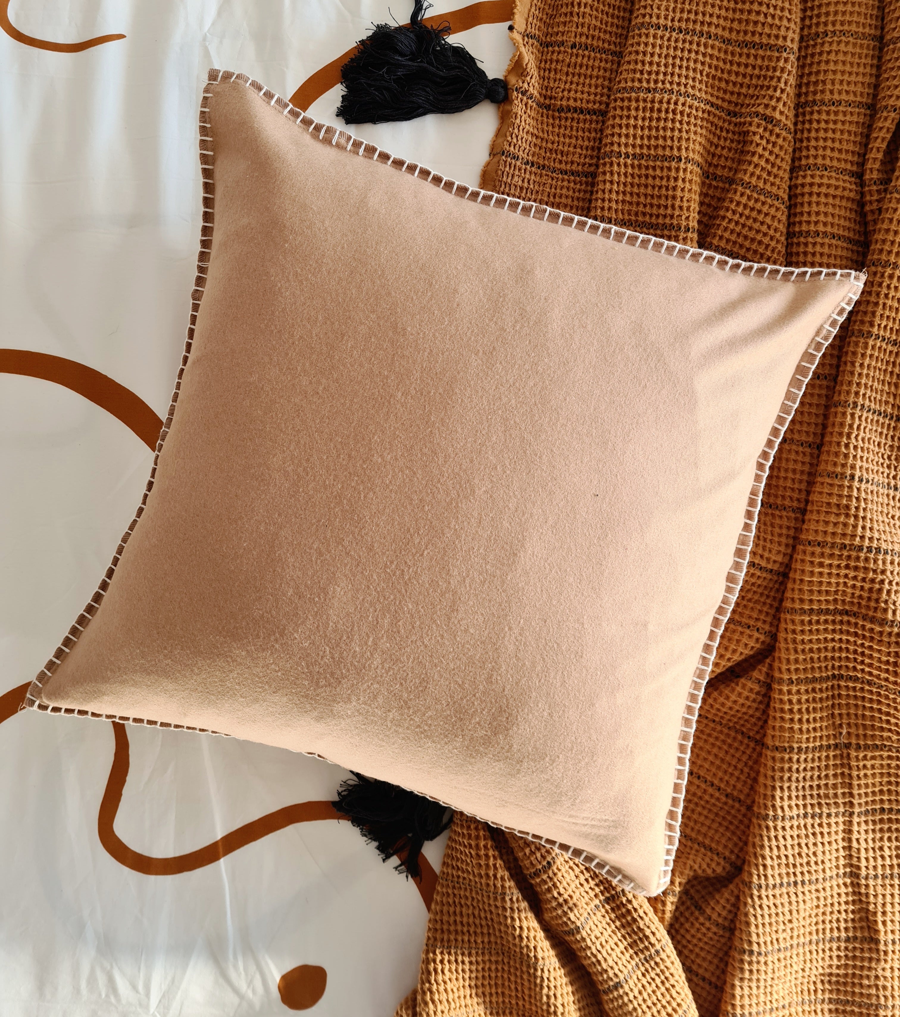 Tan Organic Wool Felt Cushions Cushions The Spotted Quoll Studio 45 x 45cm Tan & Natural 