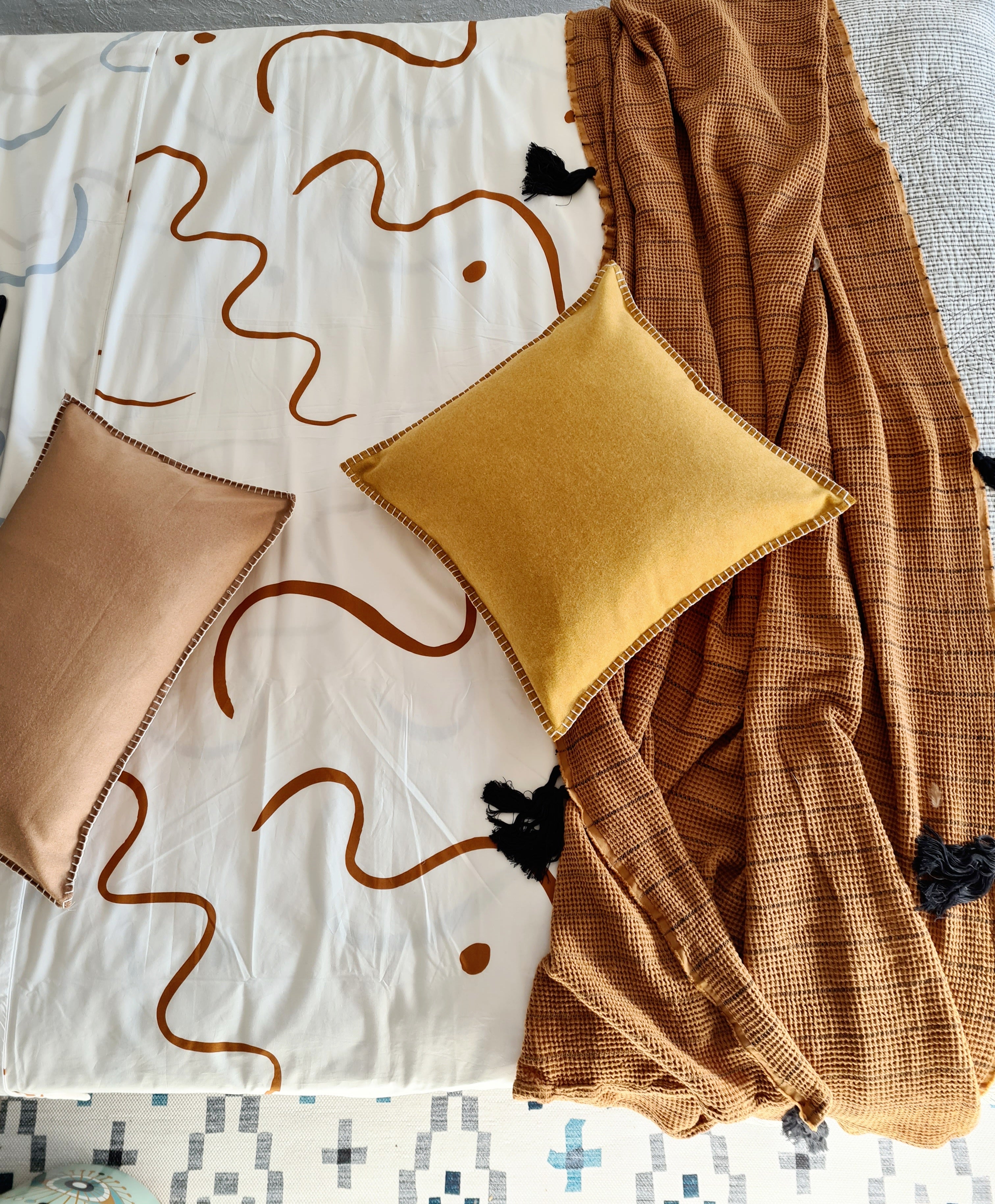 Mustard Organic Wool Felt Cushions Cushions The Spotted Quoll Studio 