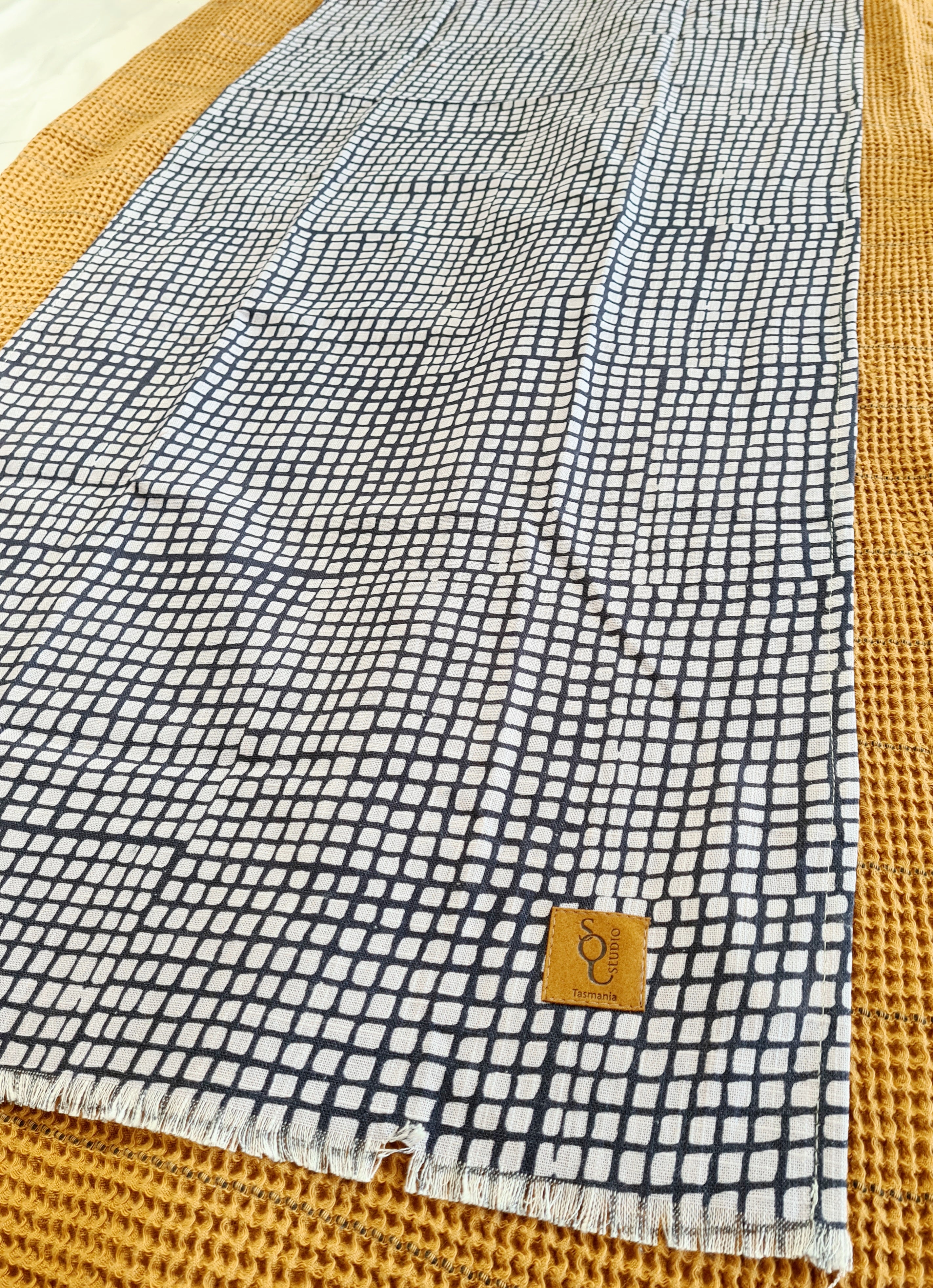 Organic Linen Table Runner - Tessellated Pavement table runners The Spotted Quoll 