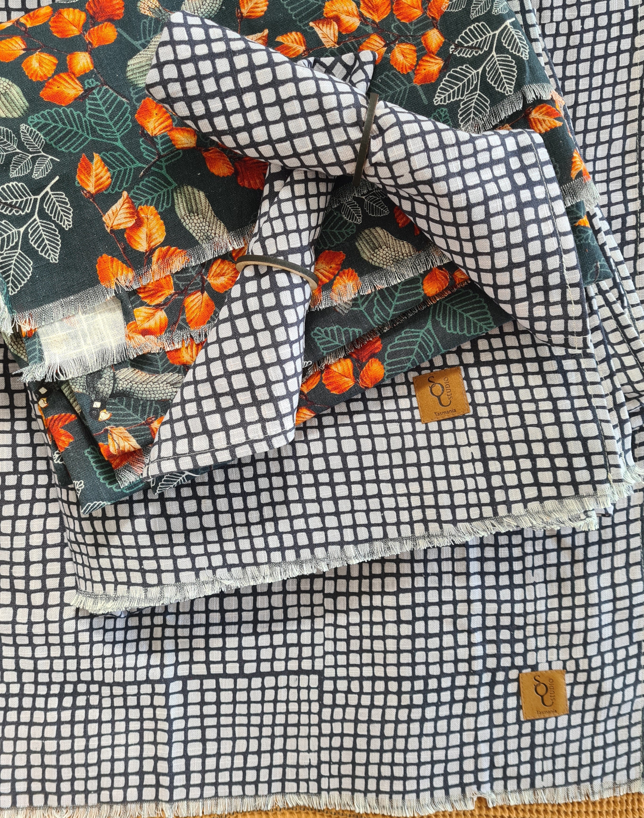 Organic Linen Table Cloth - Turning Fagus table cloth The Spotted Quoll 