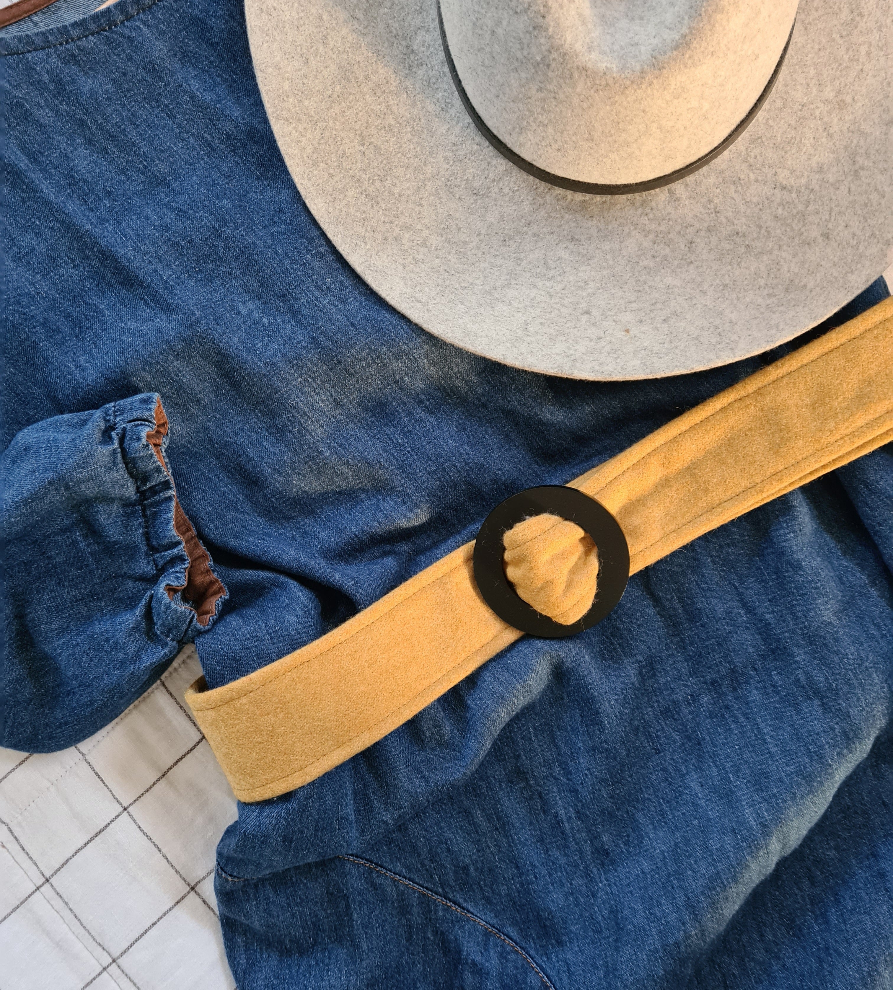 Organic Wool Zero Waste Belts Belt Buckles The Spotted Quoll Mustard S -110cm Matt Black Acrylic