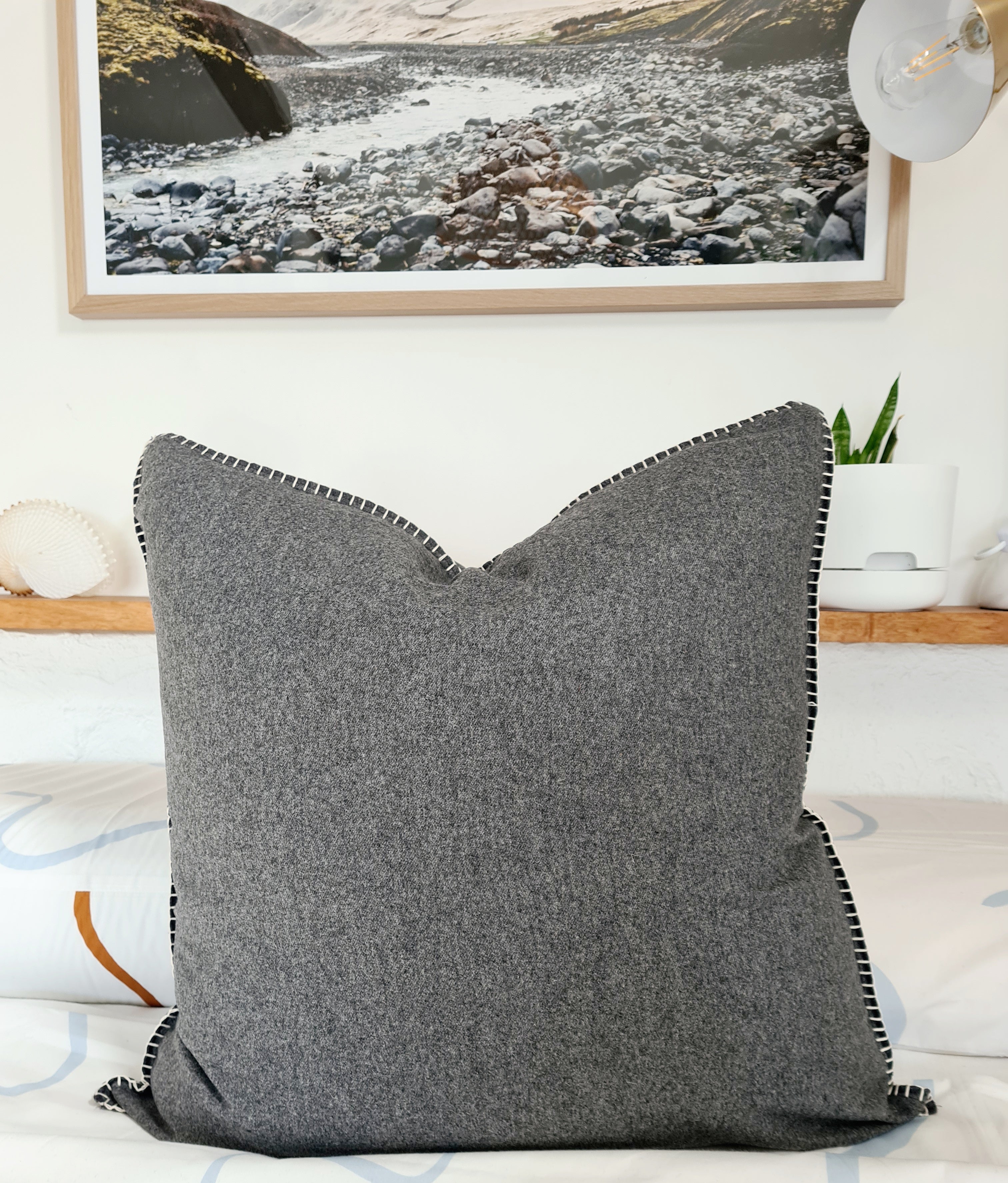Graphite & Natural Organic Wool Felt Cushions Cushion The Spotted Quoll Studio 