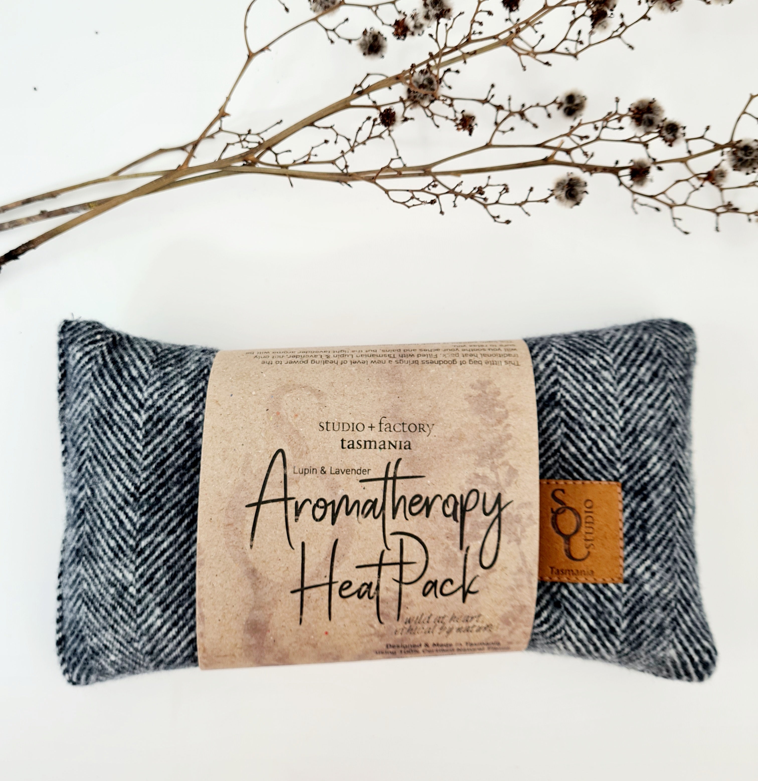 Aromatherapy Heat/cold pack - Lupin & Lavender Heating Pads The Spotted Quoll Single Small Black Merino Wool 