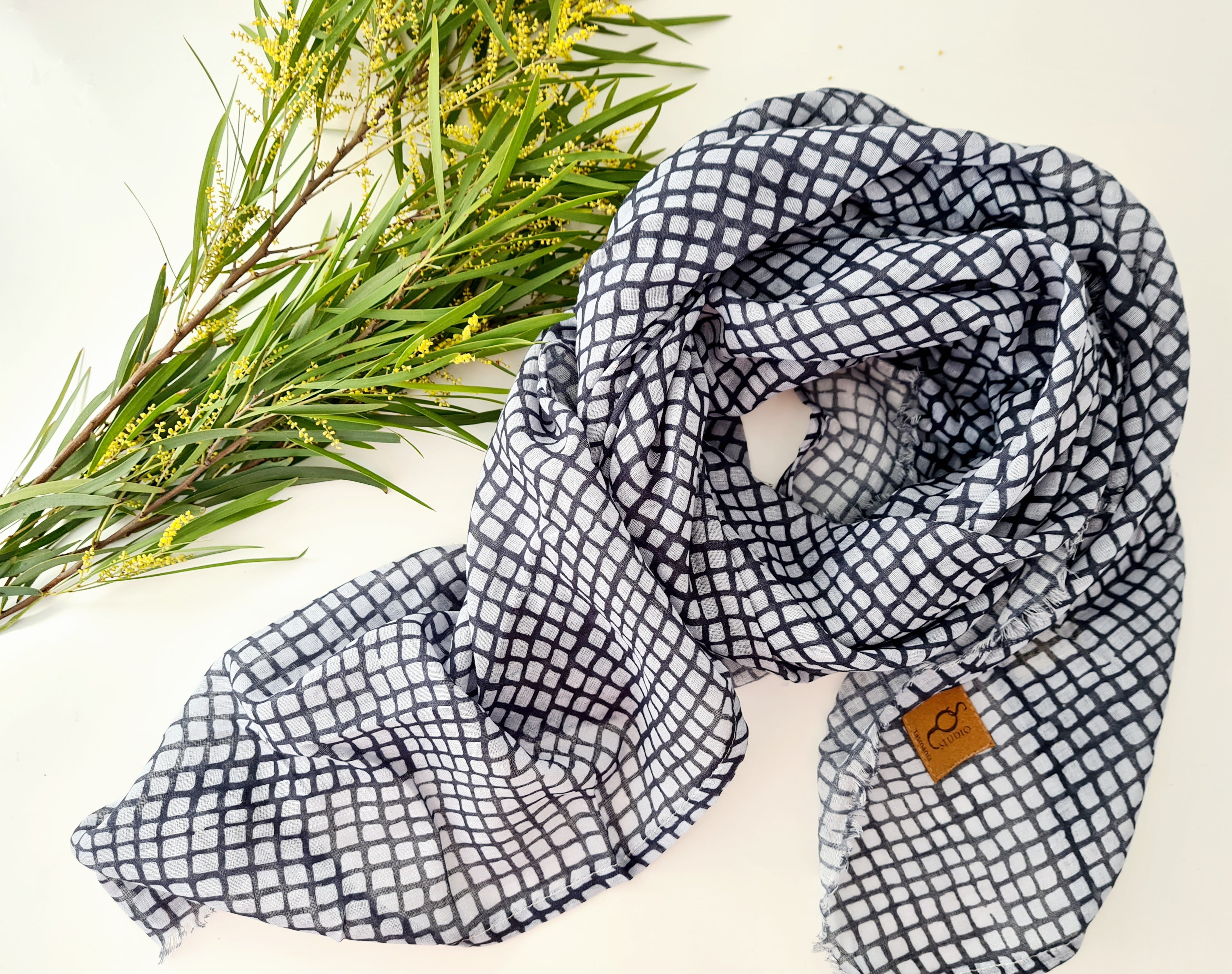 Organic Cotton Square Scarf - Tessellated Pavement Scarf The Spotted Quoll 