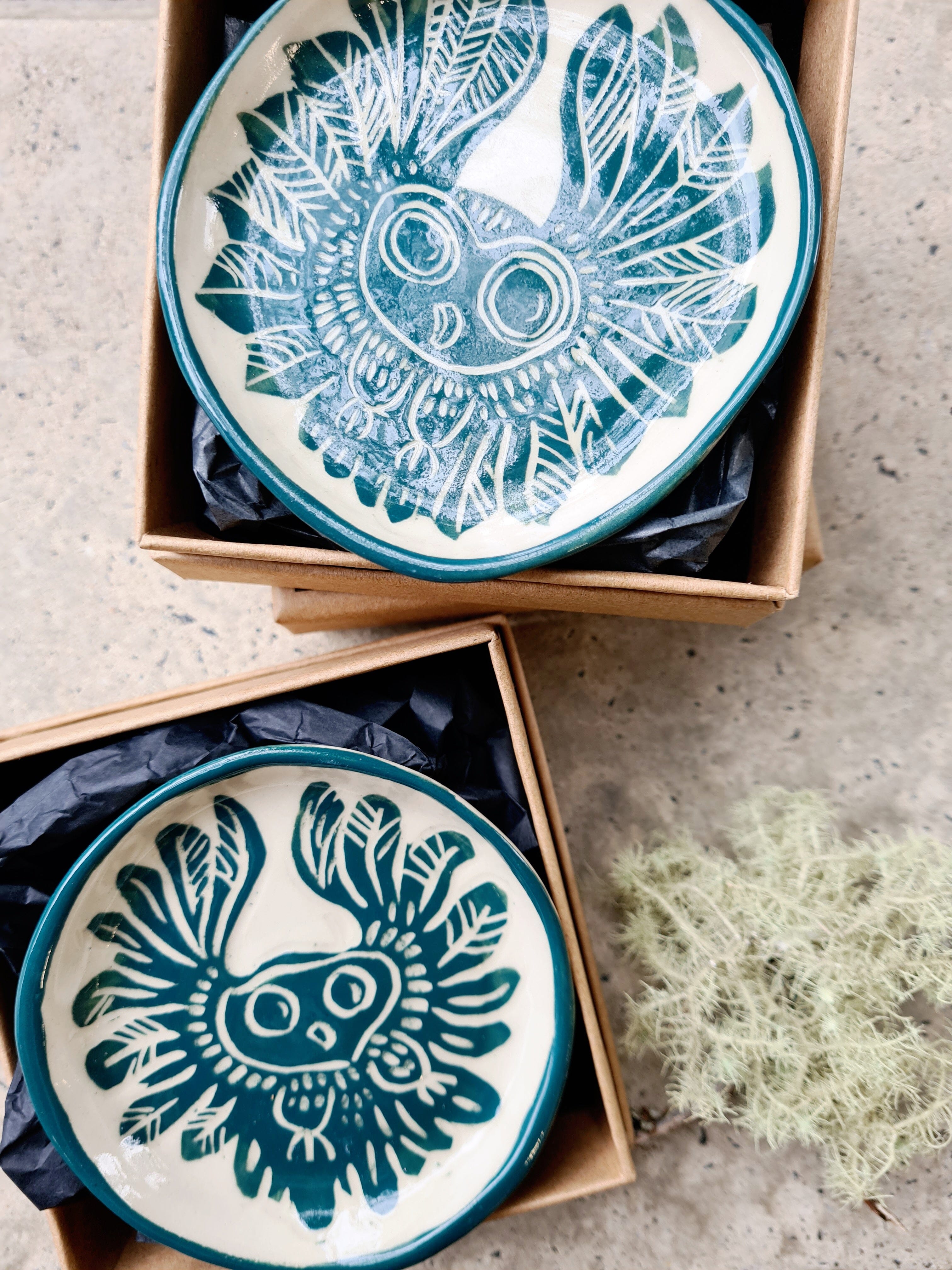 Aurora Fae Gift Box Trinket Dishes Ceramics The Aurora Fae Amulet Green Owl 