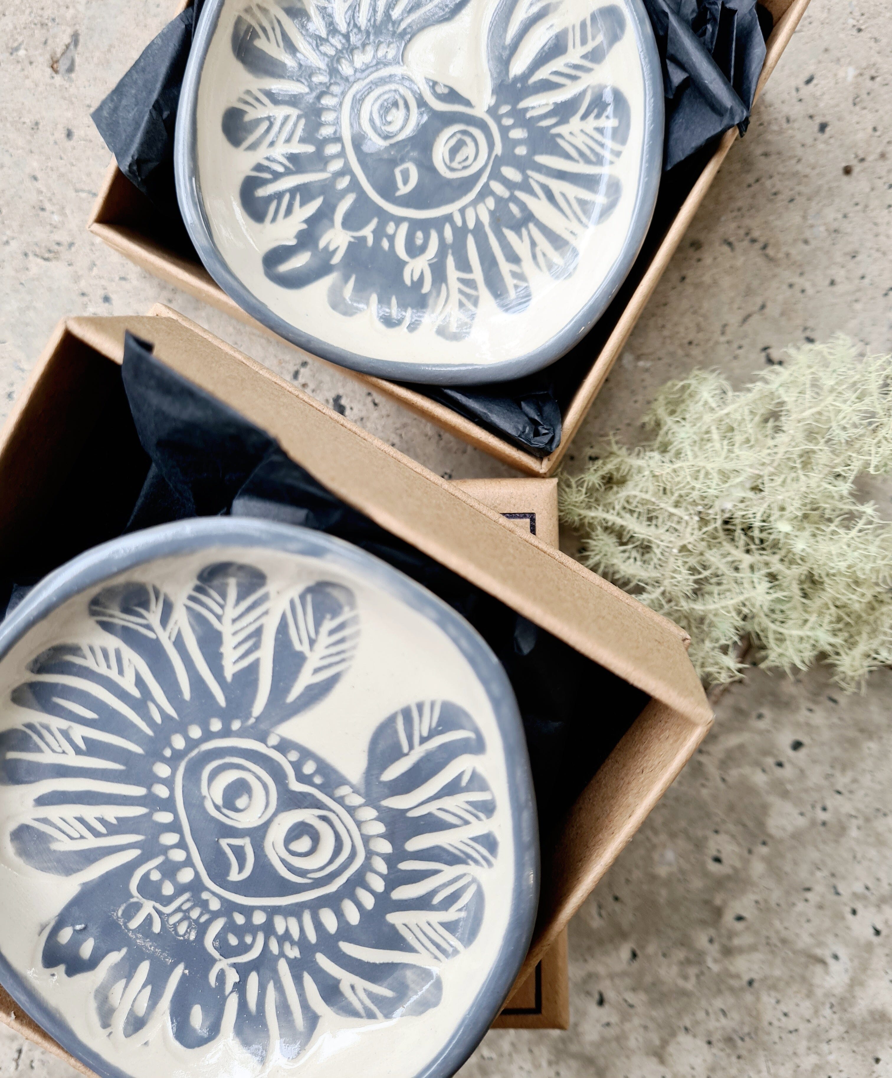 Aurora Fae Gift Box Trinket Dishes Ceramics The Aurora Fae Blue Grey Owl 
