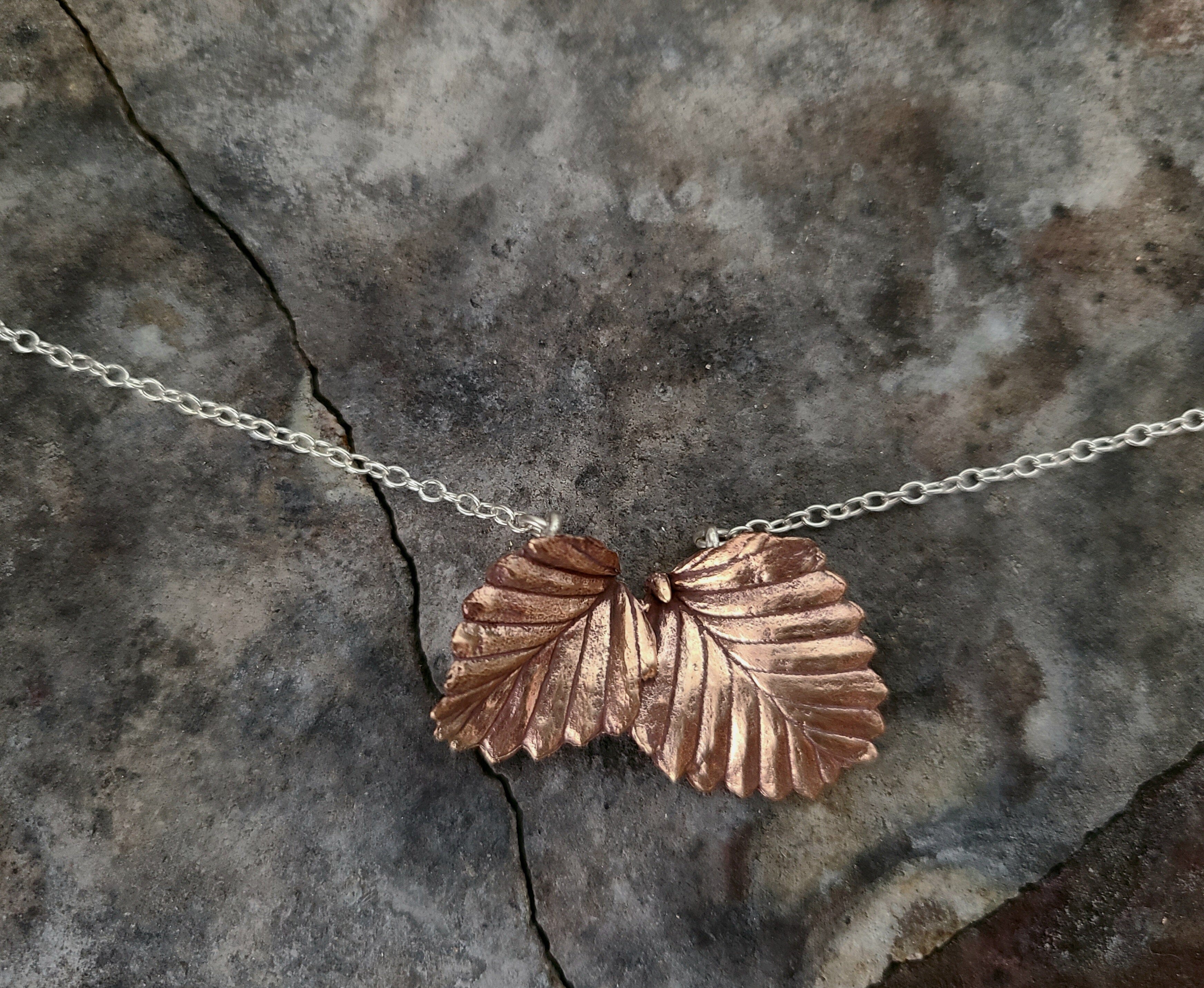The Forest Adorned Necklaces - Janny McKinnon Jewellery Janny Two Fagus Leaf - 45mm 