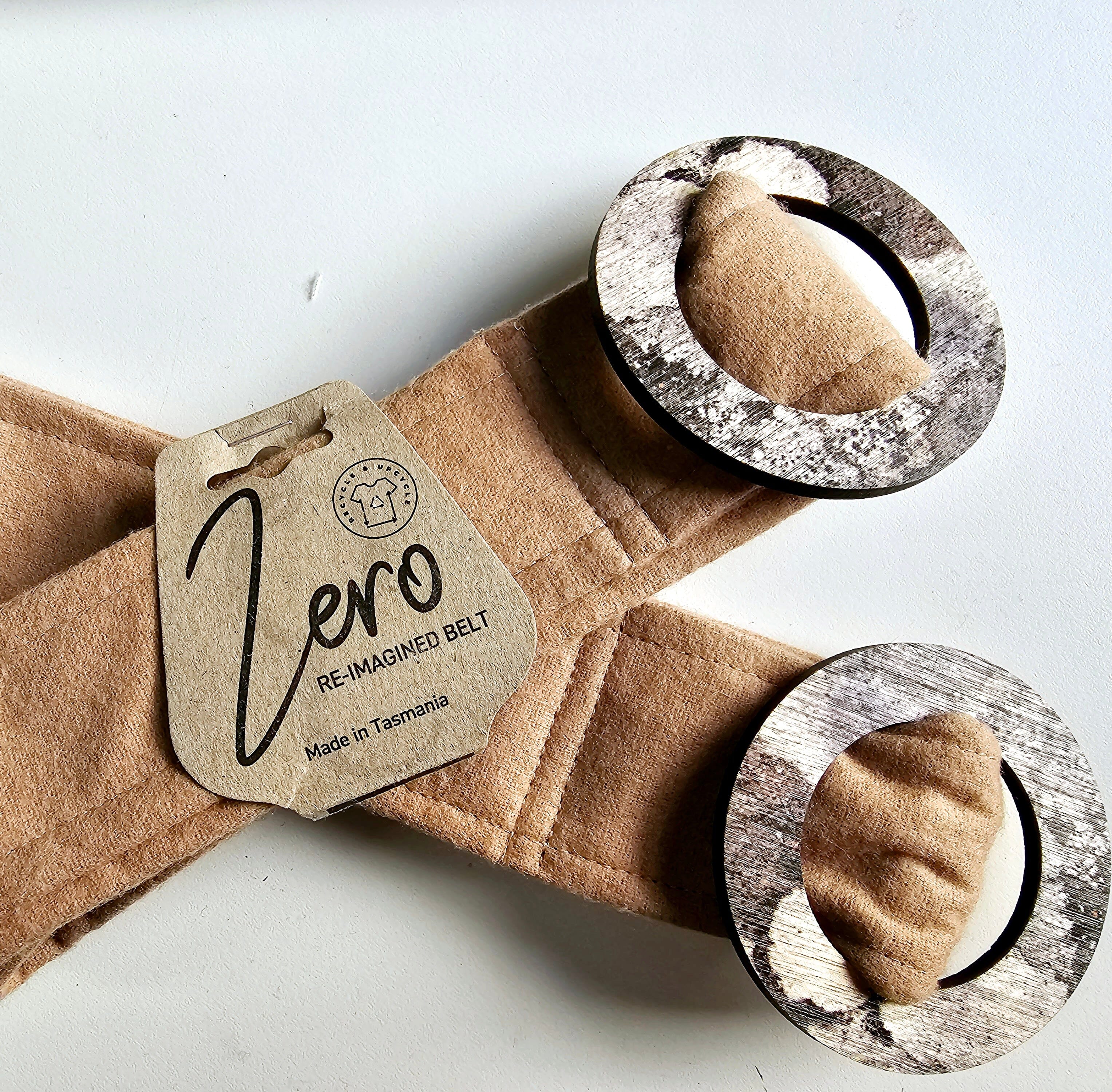 Tasmanian Oak Belts - Organic Wool Belt Buckles The Spotted Quoll Tan Printed Tas Oak S -110cm