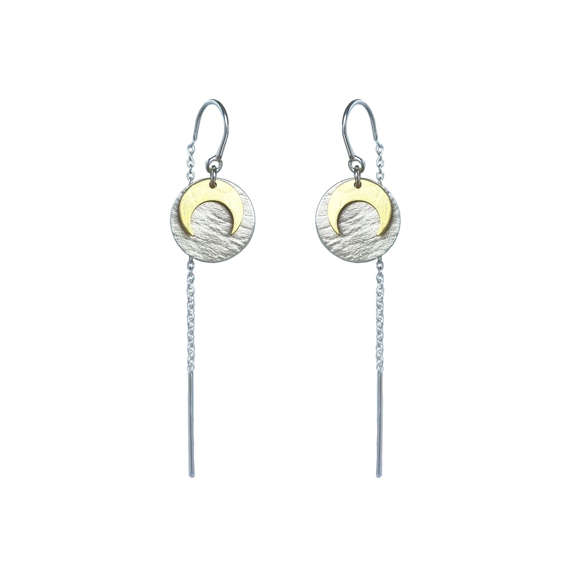 Luna Eclipse Thread Earring Earrings Emily Eliza Arlotte Brass on Silver 