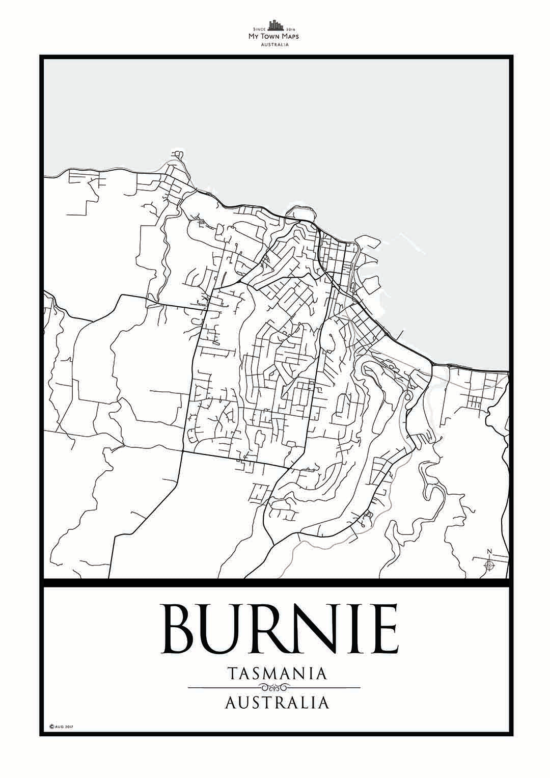 Tassie Map Prints maps The Spotted Quoll 50 x 70cm Burnie 