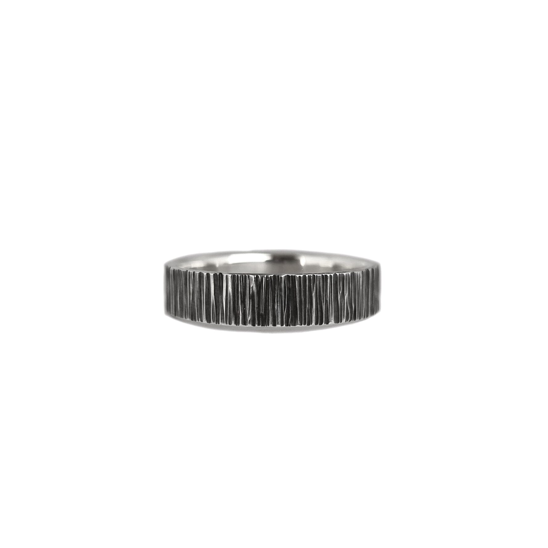 Wide Textured Rings - Emily Eliza Arlotte Ring Emily Eliza Arlotte Oxidised Sterling Silver Size R 1/2 