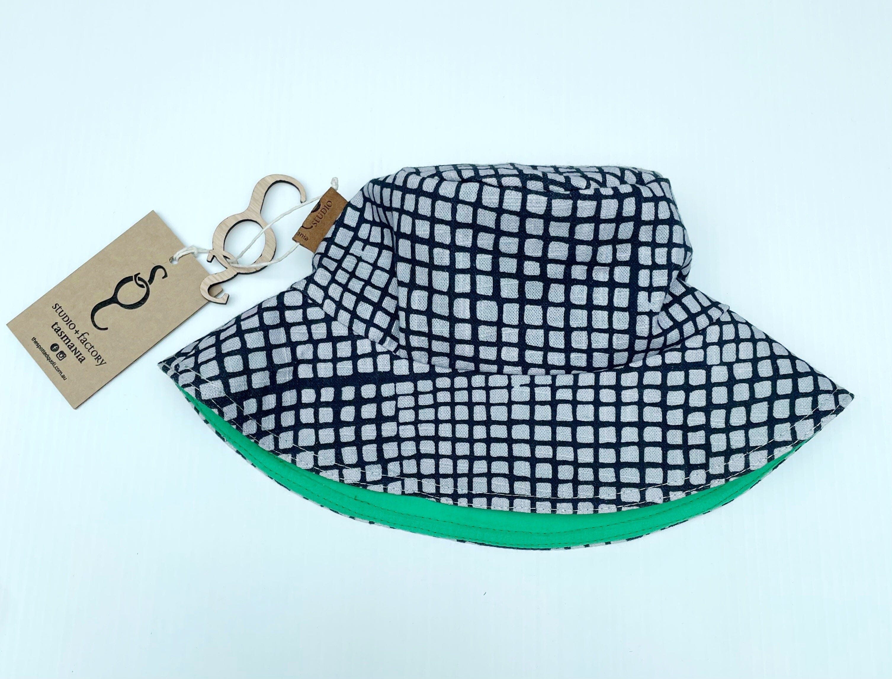 Linen Summer Hats - Bucket Hat sun hat The Spotted Quoll Junior (ages 2-5) Bucket Sun Hat Tessellated Pavement /Emerald
