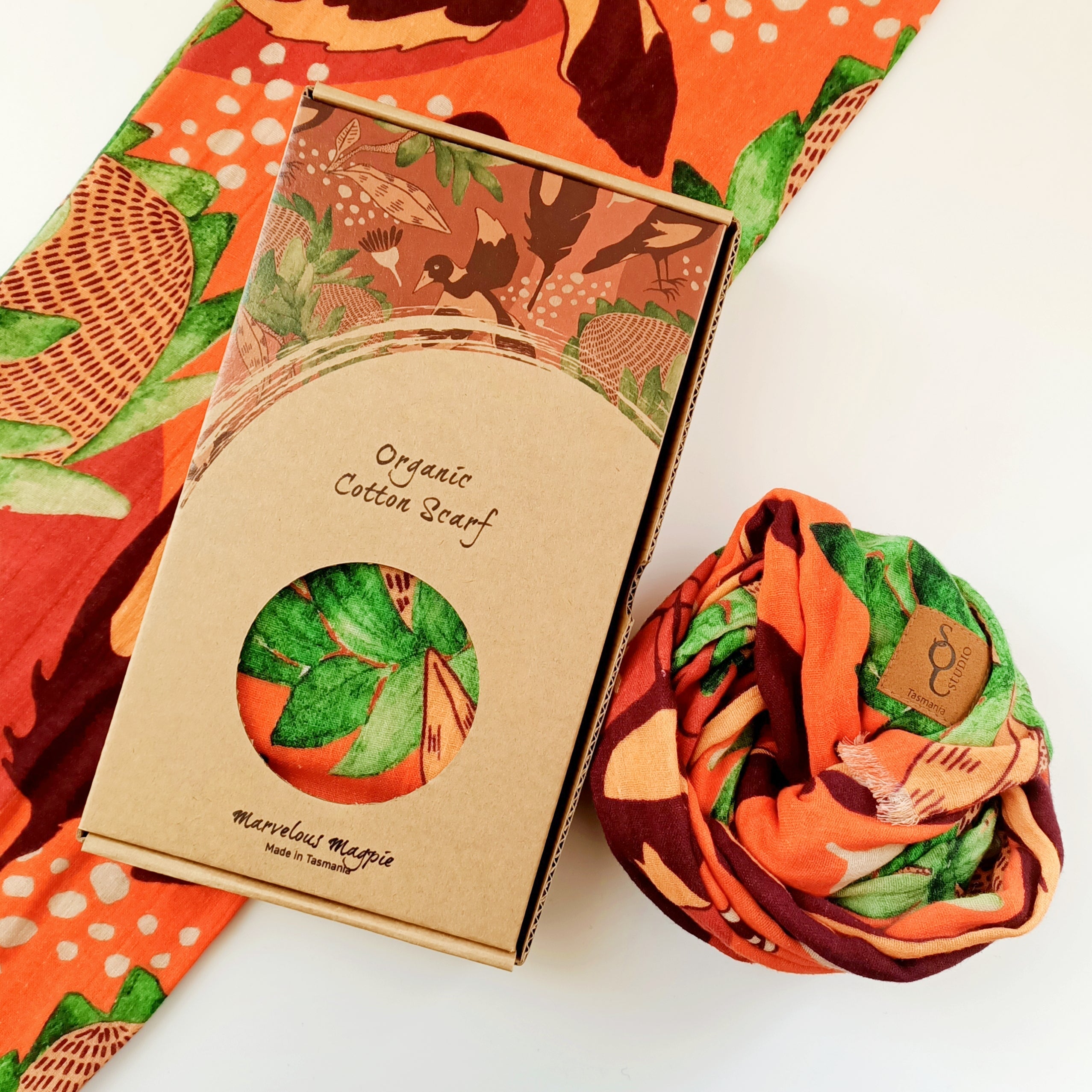 Marvelous Magpie Organic Cotton Scarf Scarves The Spotted Quoll Studio 