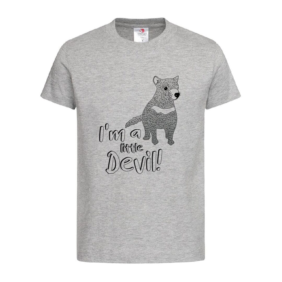 Organic Cotton Kids Colouring Tee T-shirt The Spotted Quoll 1 Toddler Grey Marle I'm a little Devil