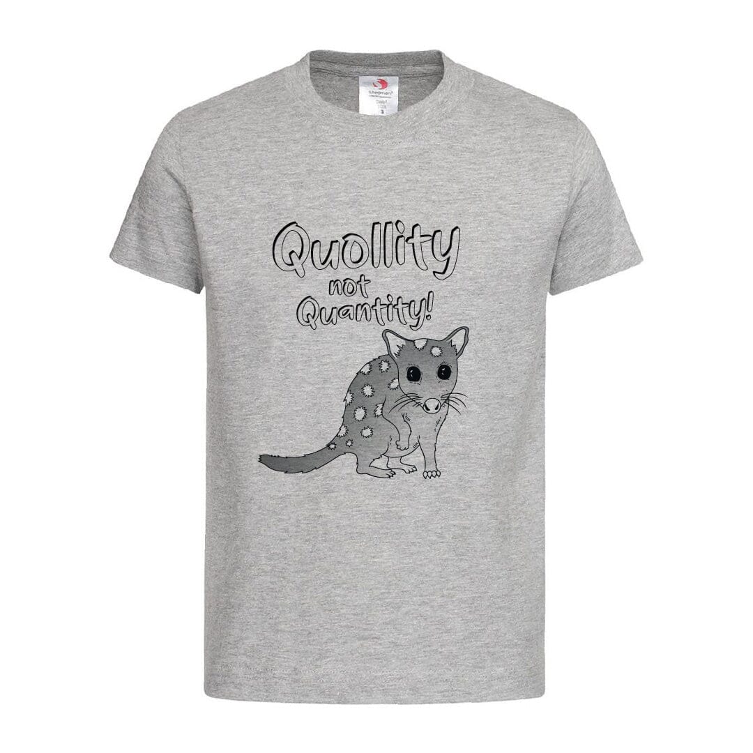 Organic Cotton Kids Colouring Tee T-shirt The Spotted Quoll 1 Toddler Grey Marle Quollity not Quantity