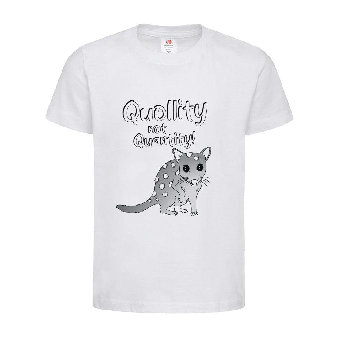Organic Cotton Kids Colouring Tee T-shirt The Spotted Quoll 1 Toddler White Quollity not Quantity