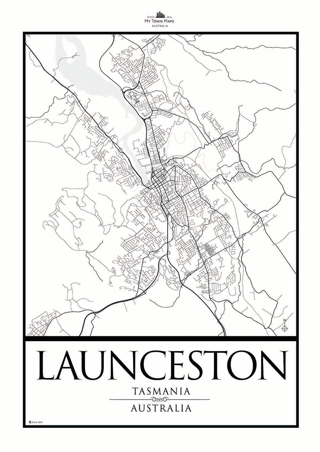 Tassie Map Prints maps The Spotted Quoll 50 x 70cm Launceston 