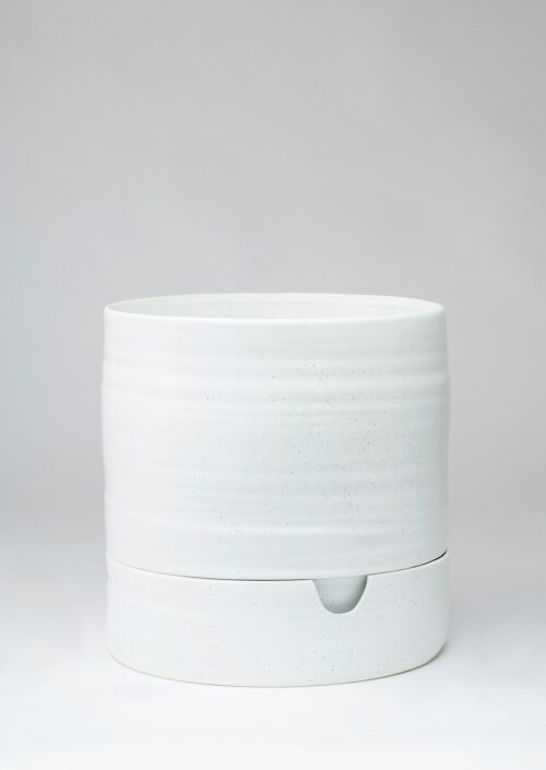 Self Watering Plant Pot Pots angus and Celeste Tall White Speckle 