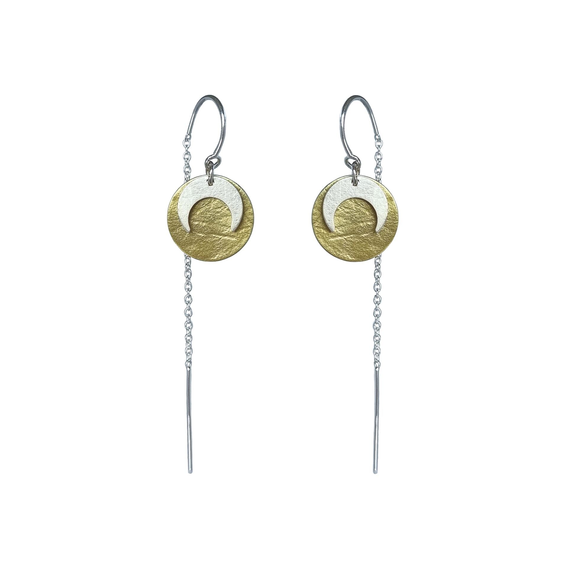 Luna Eclipse Thread Earring Earrings Emily Eliza Arlotte Silver on Brass 