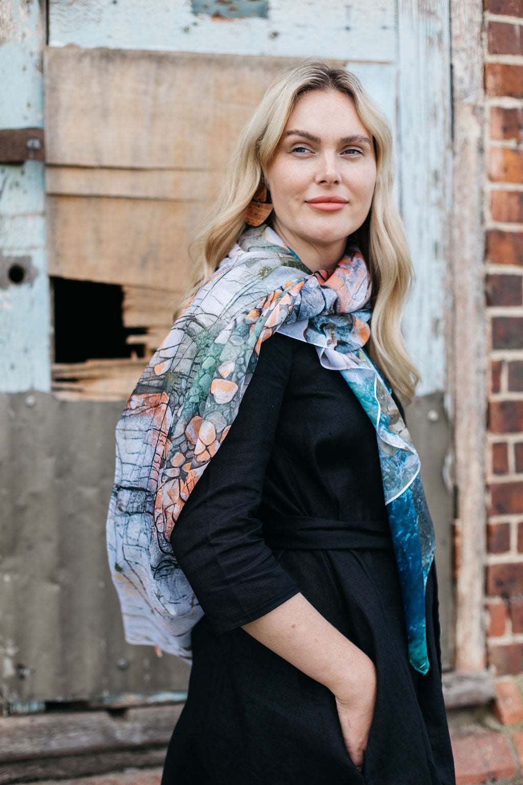 Silken Chic Scarves - Aerial Bay of Fires Scarf The Spotted Quoll Studio 