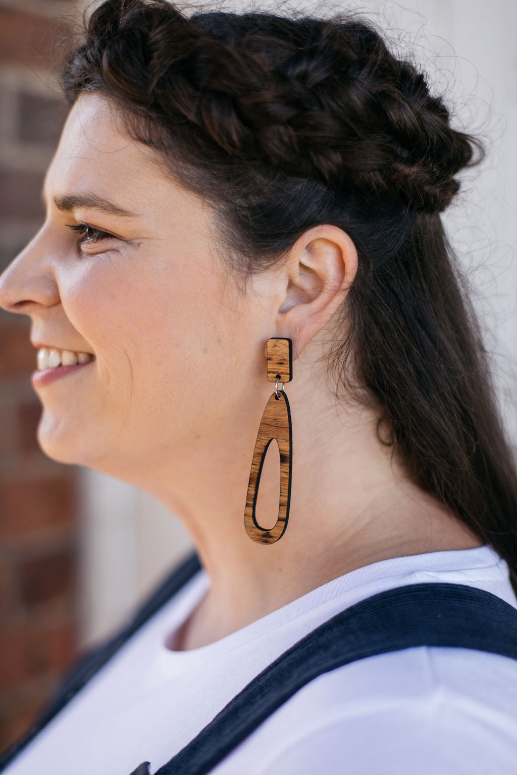 Tasmanian Oak Etched Earrings - Zero Waste Earrings The Spotted Quoll 