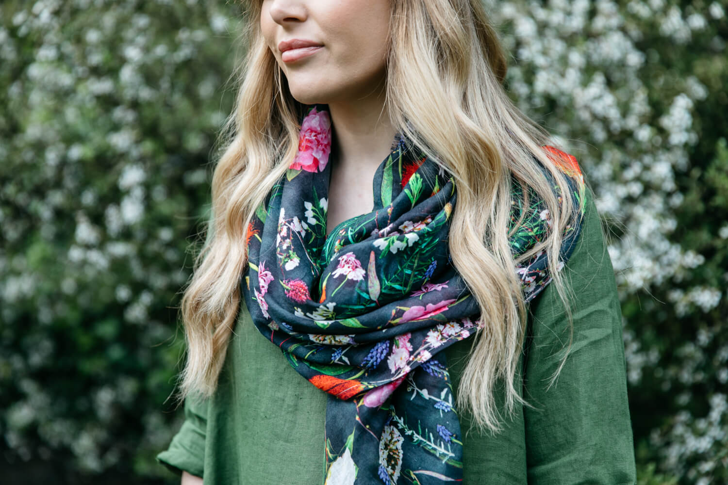 Organic Cotton Square Scarf - Botanical Scarves The Spotted Quoll 