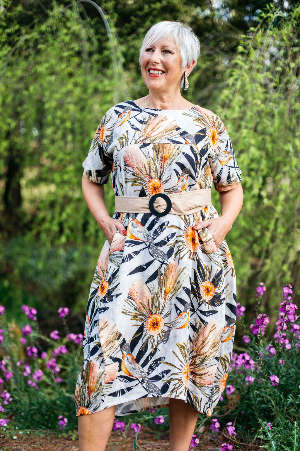 Organic Cocoon Dress - Summer Bouquet Dress The Spotted Quoll 