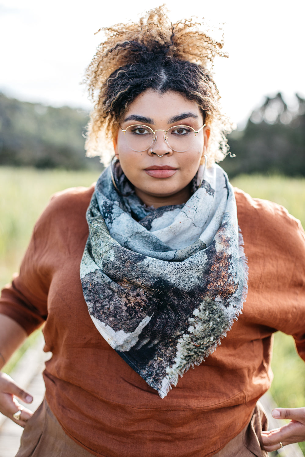 Factory Second - Organic Cotton Square Scarf - Lichen Scarves The Spotted Quoll Factory Second 