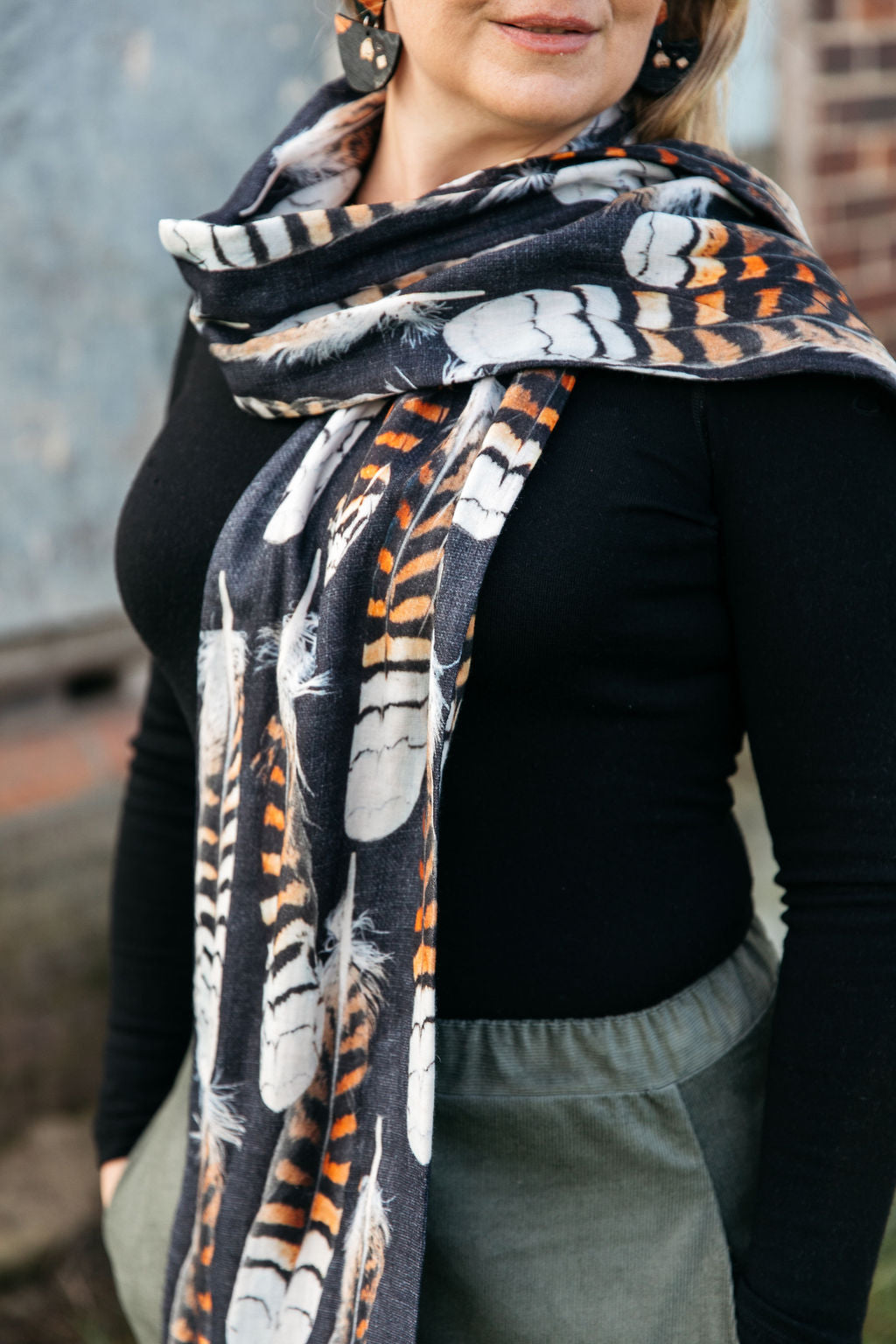Kookaburra Feather Organic Cotton Scarf Scarves The Spotted Quoll 
