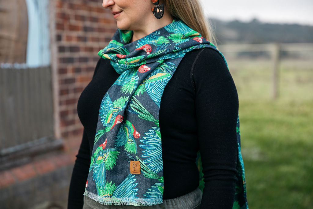 Eastern Rosella Organic Cotton Scarf scarf The Spotted Quoll 