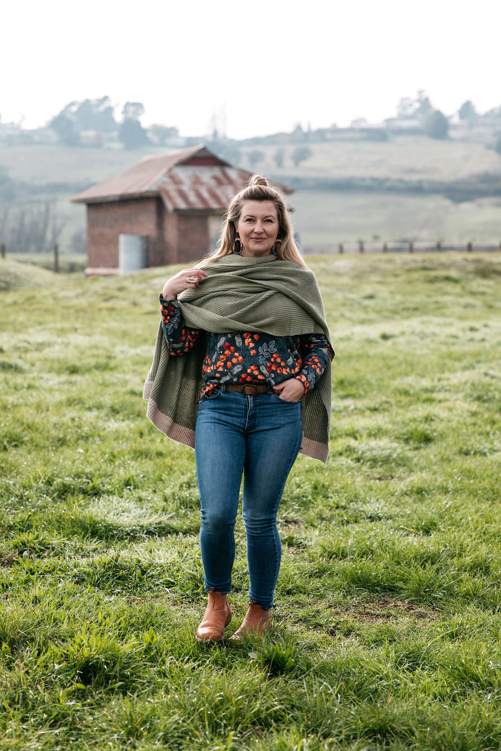 Organic Cotton Ribbed Knit Wrap/Poncho - Colour poncho The Spotted Quoll 
