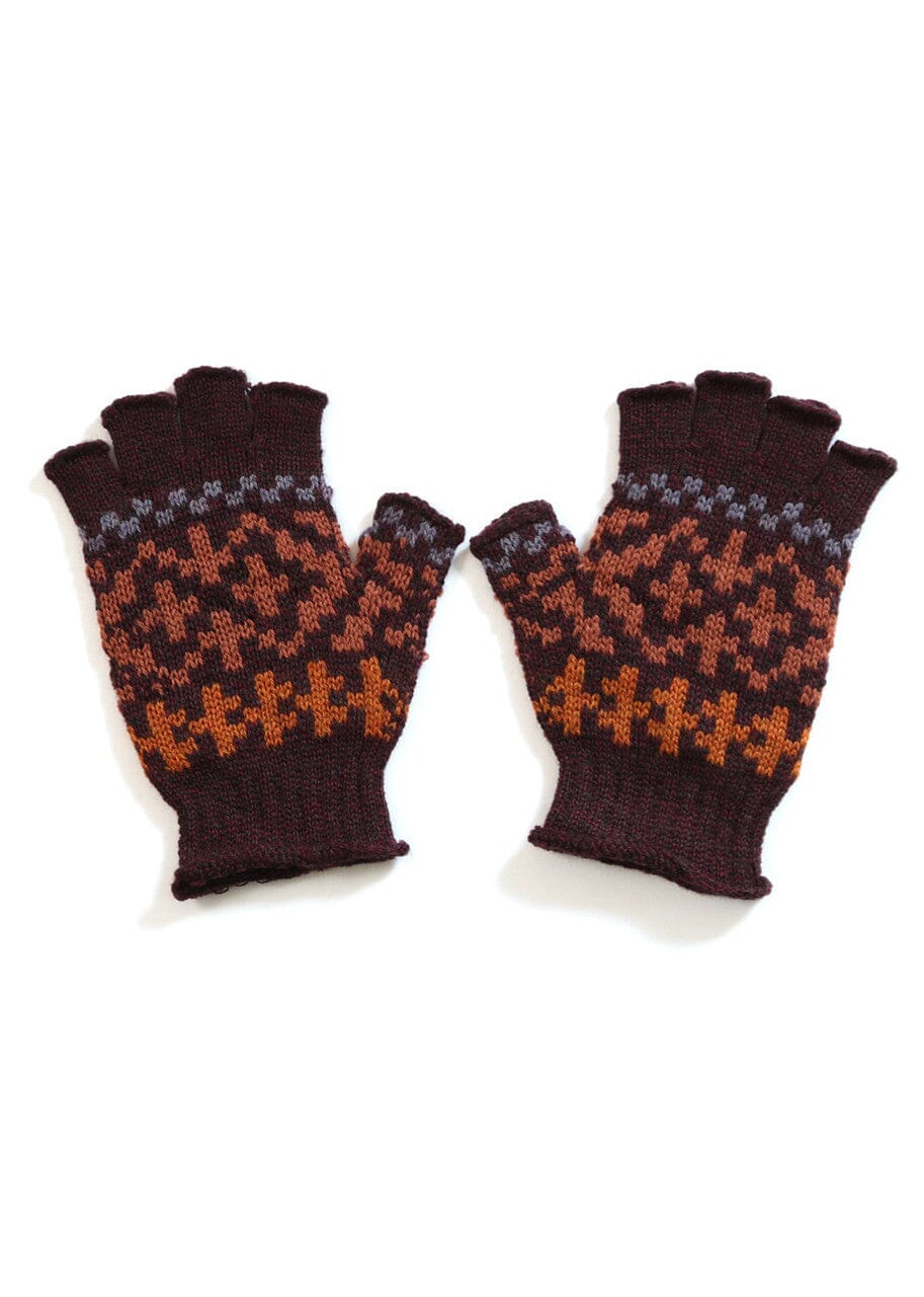 Alice Fairisle Fingerless Merino Gloves - Uimi Gloves Uimi Raisin 