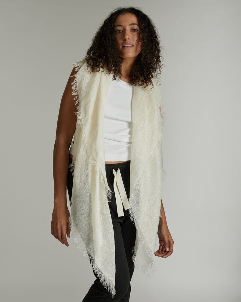 Fringed Linen Scarf - Cloth + Co Scarf Cloth & Co Buttermilk 