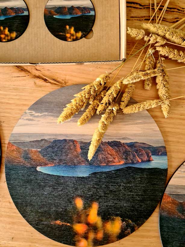 Placemat and Coaster Sets - Hamish Lockett placemats The Spotted Quoll Hazard and Wine Glass 