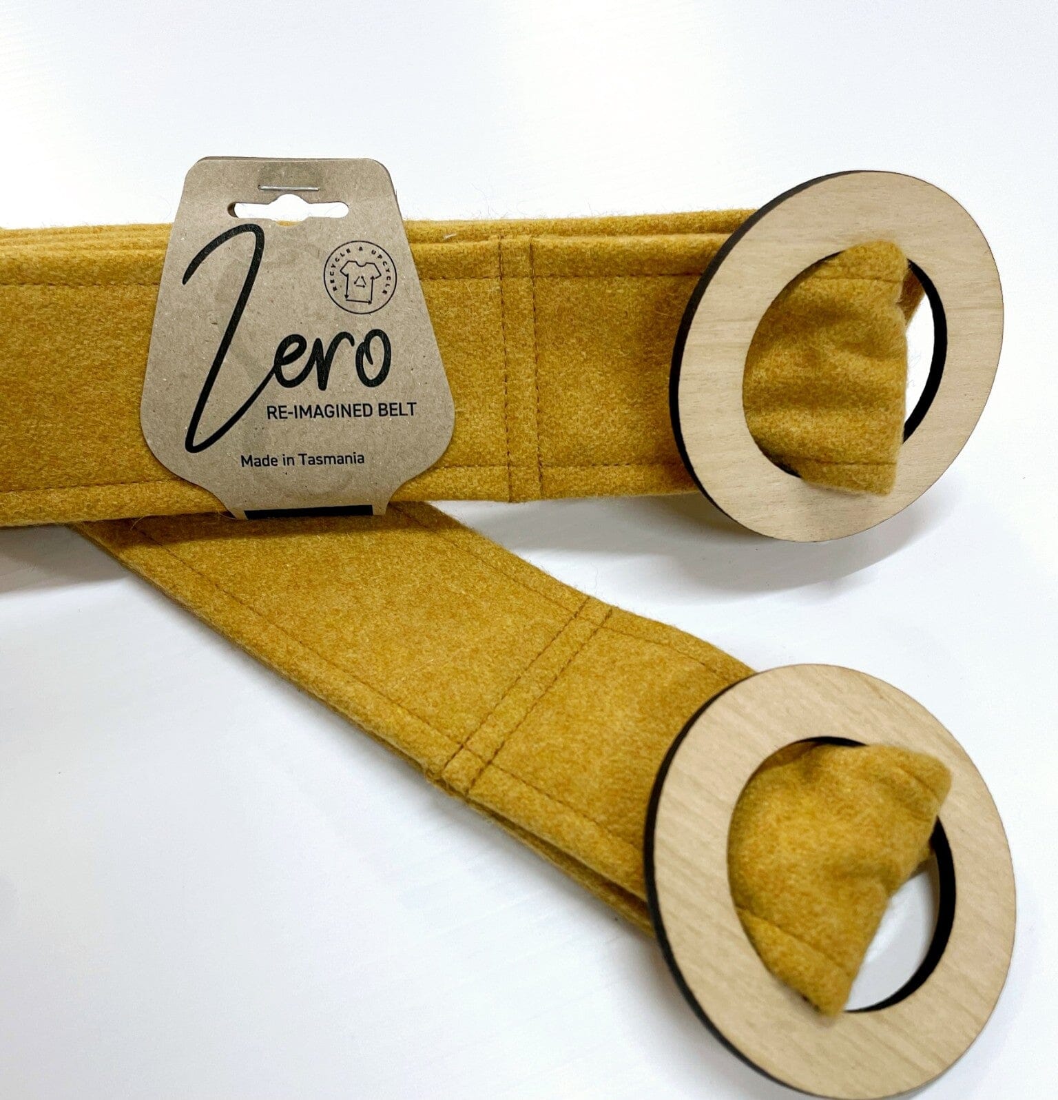 Tasmanian Oak Belts - Organic Wool Belt Buckles The Spotted Quoll Mustard Tas Oak Raw S - 110cm