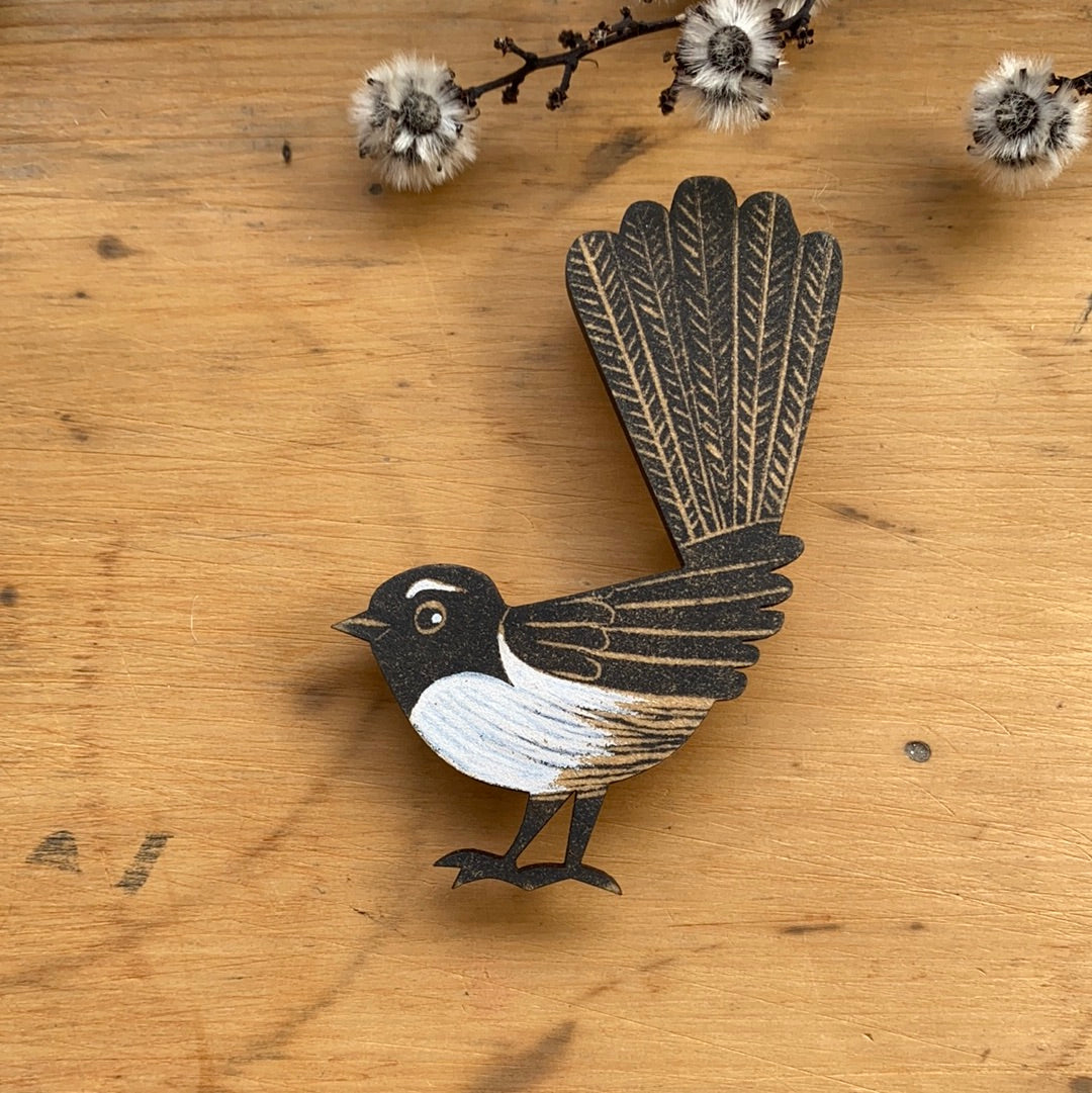 Pigment Bird Brooches- Monica Reeve Brooch Monica Reeve Willy Wagtail 
