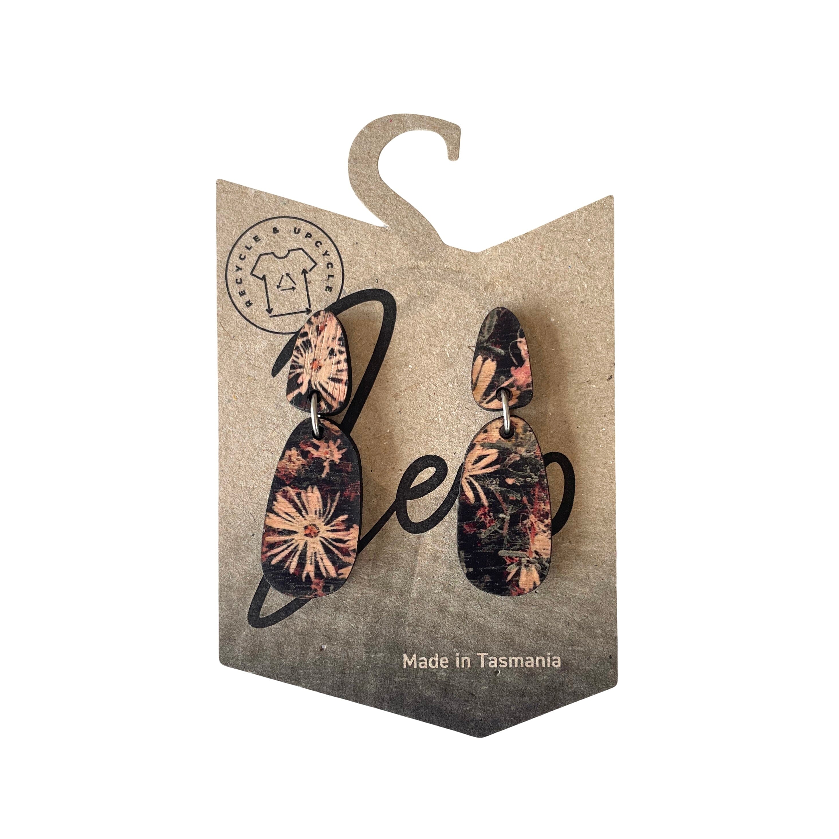 Small Earrings - Zero Waste Australian Timber Earrings The Spotted Quoll Solid Drop Native Pig Face 