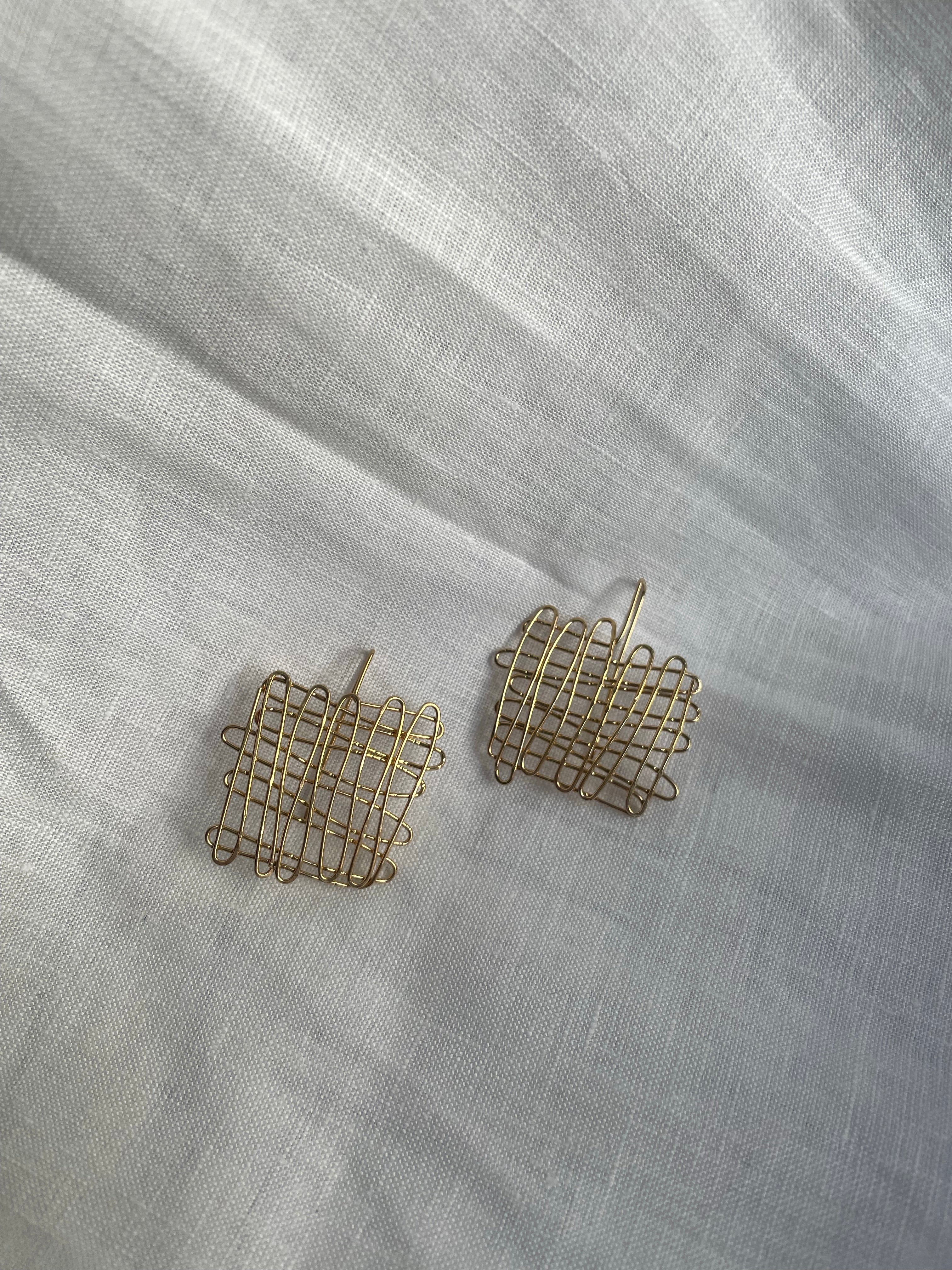 Cross Hatch Earrings - Anja Jagsch Earrings Anja Jagsch 22c Gold Plated (40mm) 