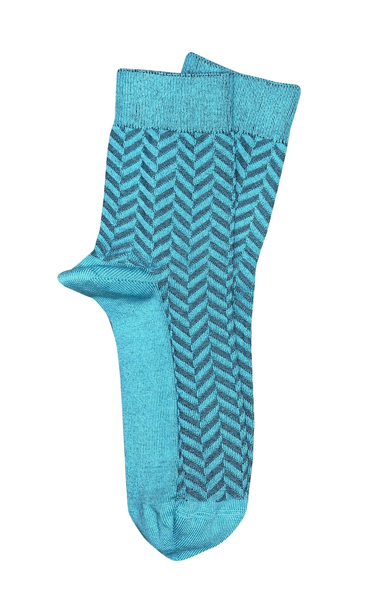 Cotton Aussie Made Socks (One Size) - Tightology socks Tightology Blue Short Herringbone