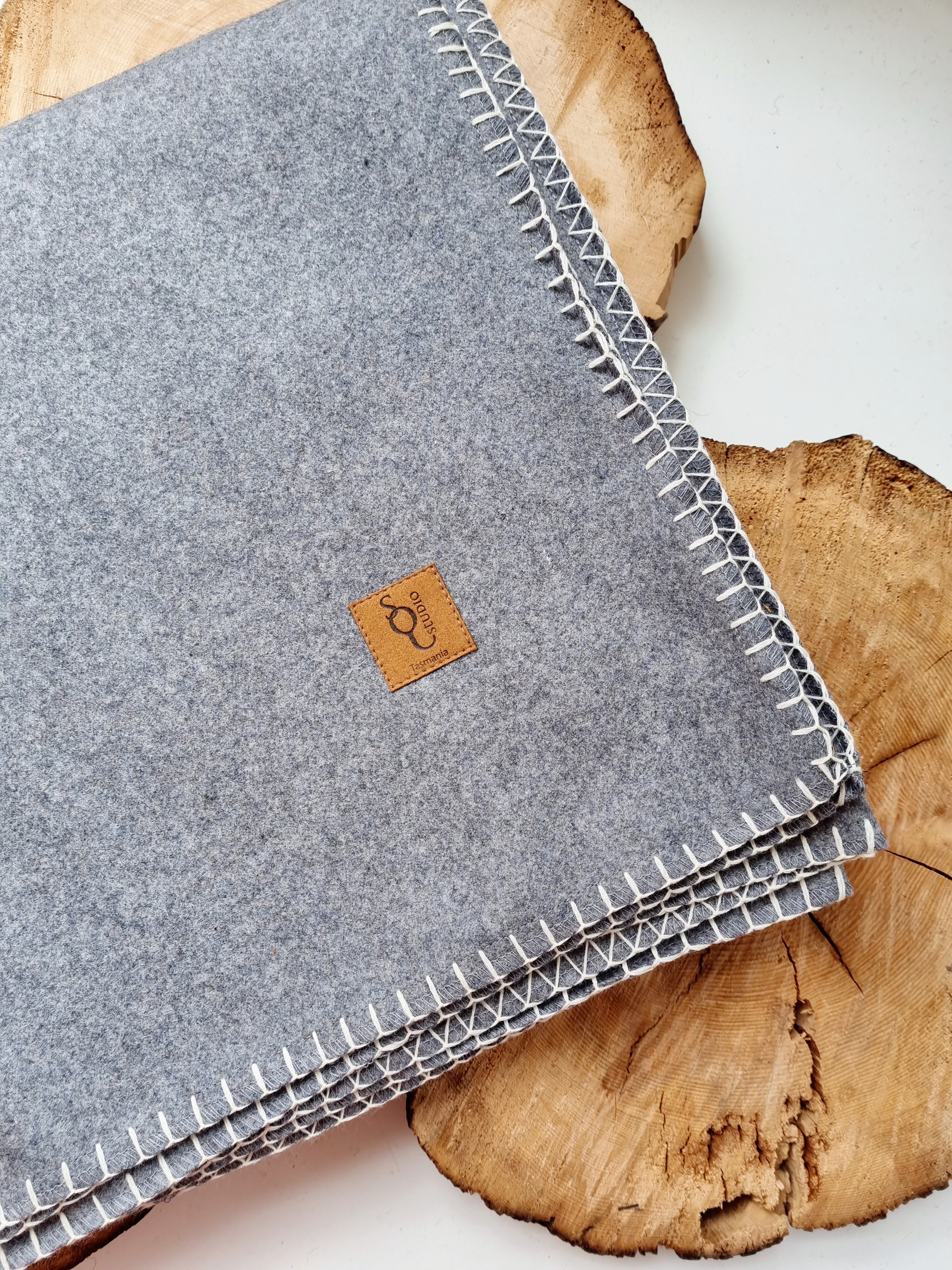 Organic Wool Felt Throw Throws The Spotted Quoll Heather & Natural 