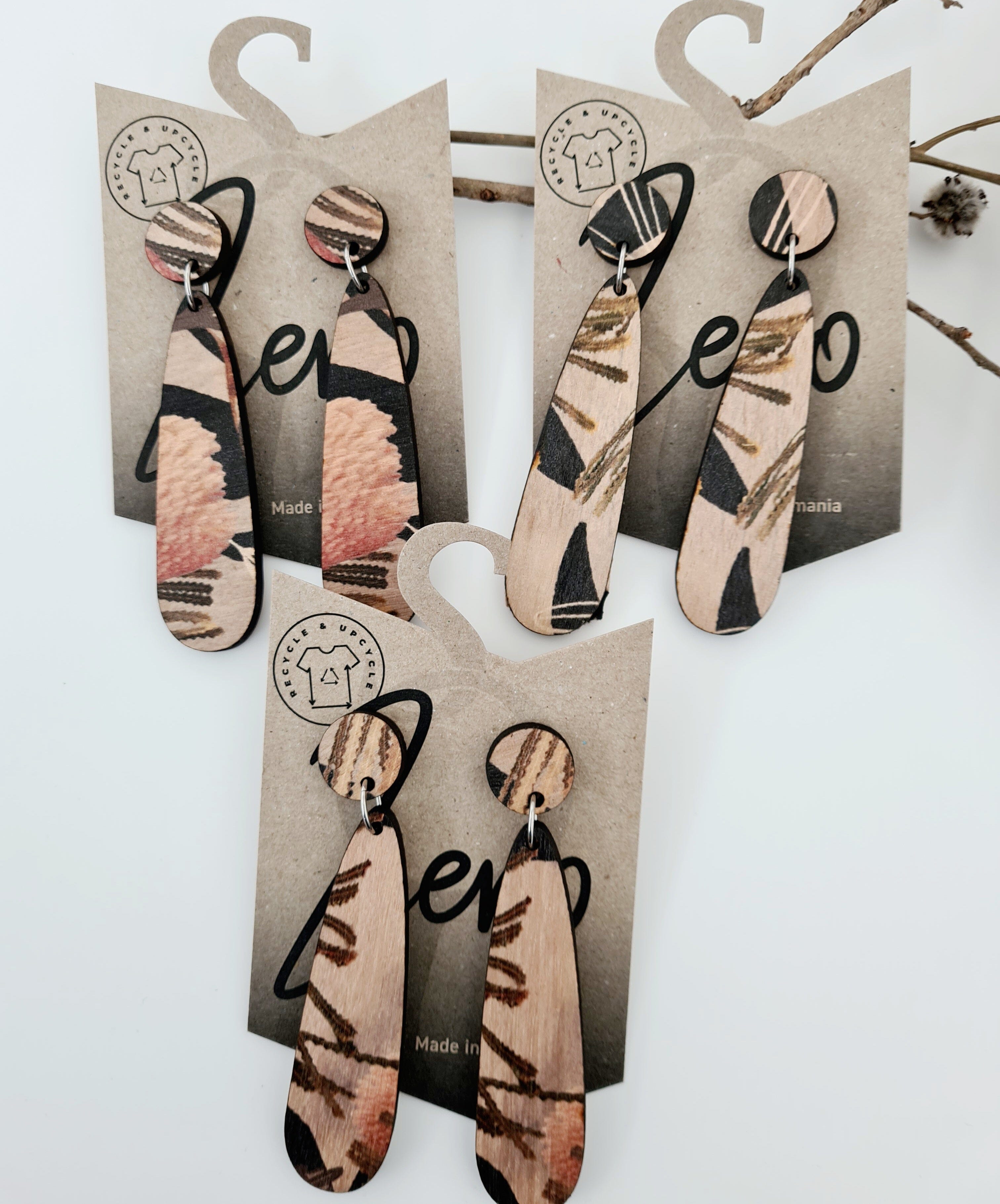 Large Earrings - Zero Waste Australian Timber Earrings The Spotted Quoll 