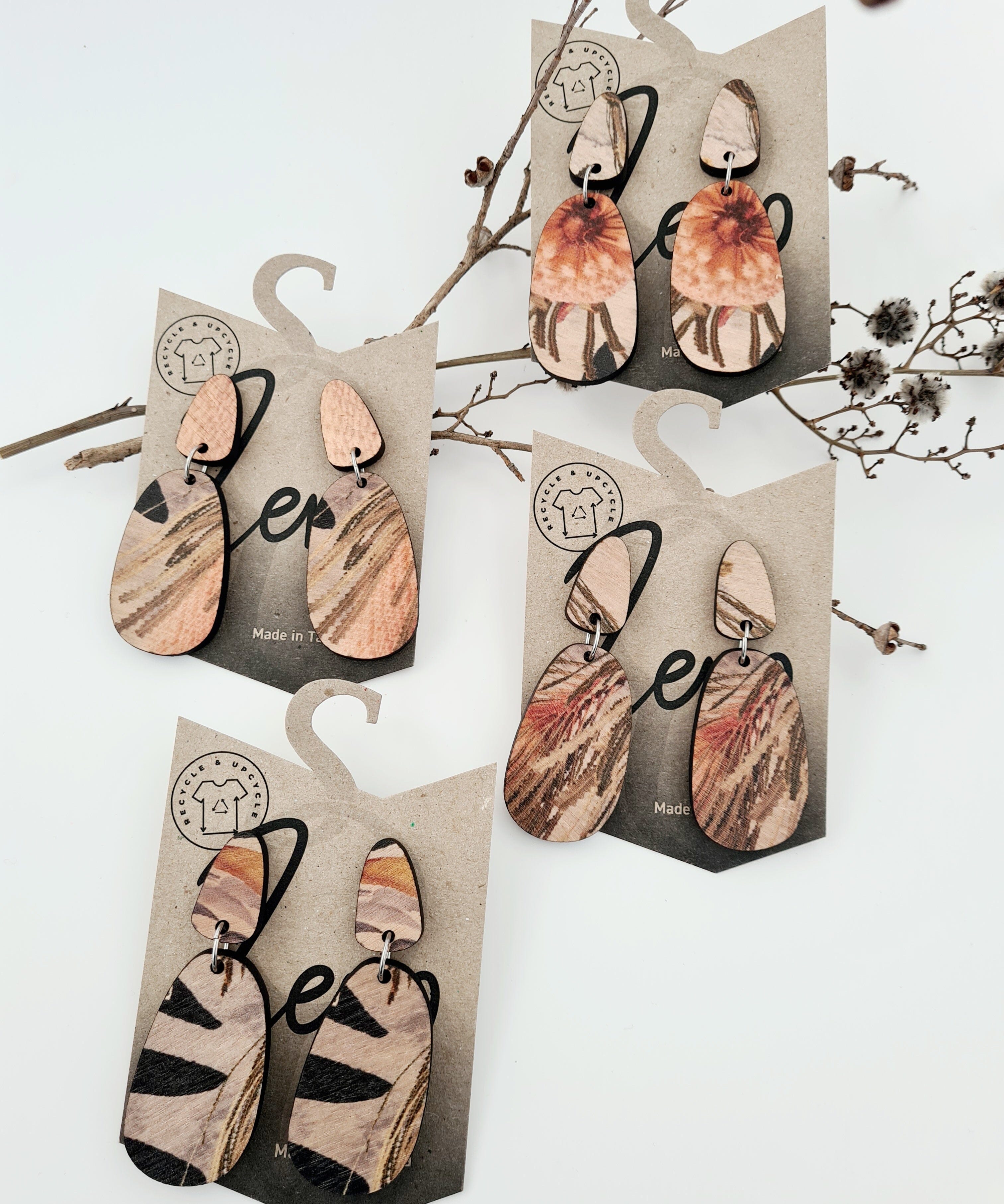 Large Earrings - Zero Waste Australian Timber Earrings The Spotted Quoll 