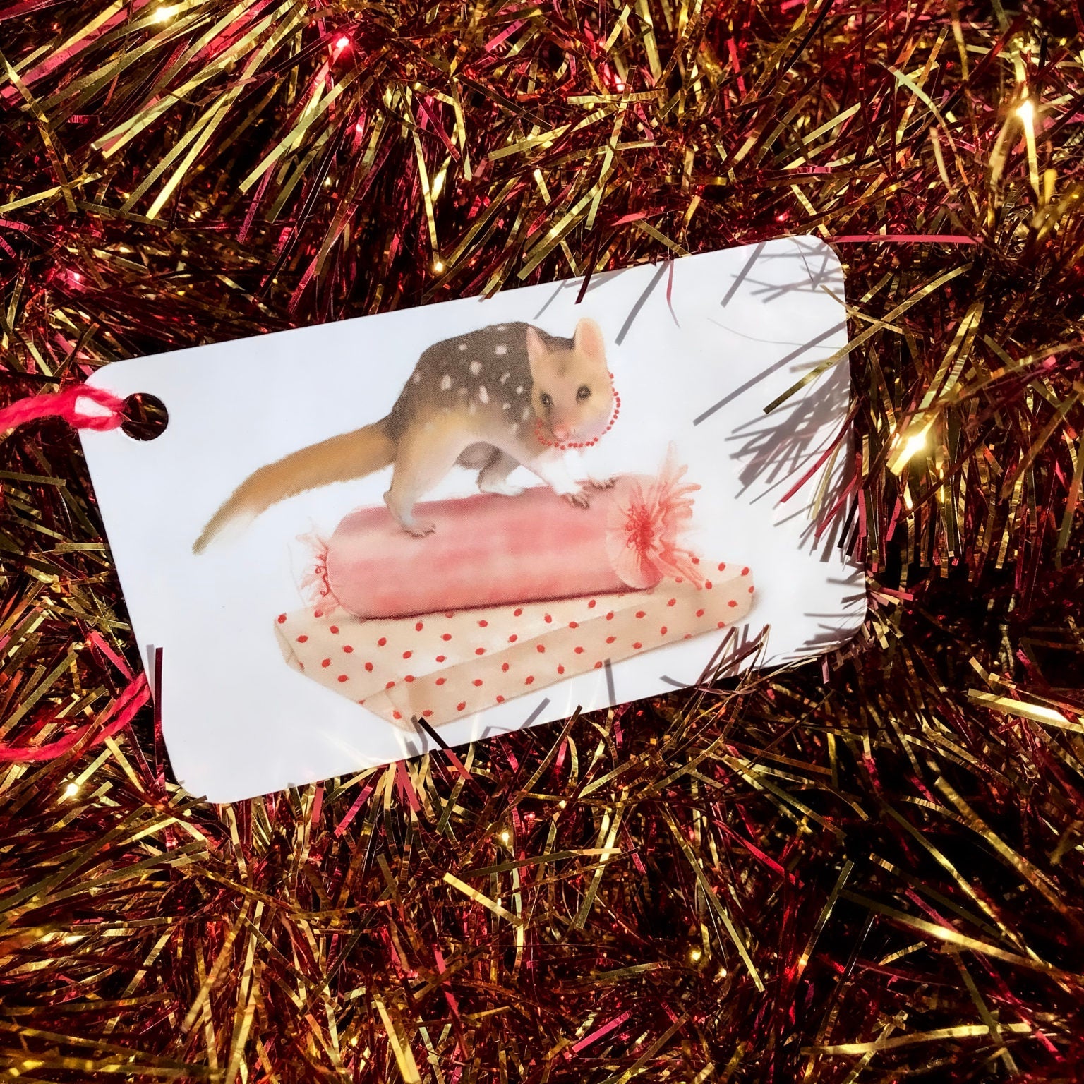 Tasmanian Xmas Gift Tags cards Cal Heath Pink Quoll 