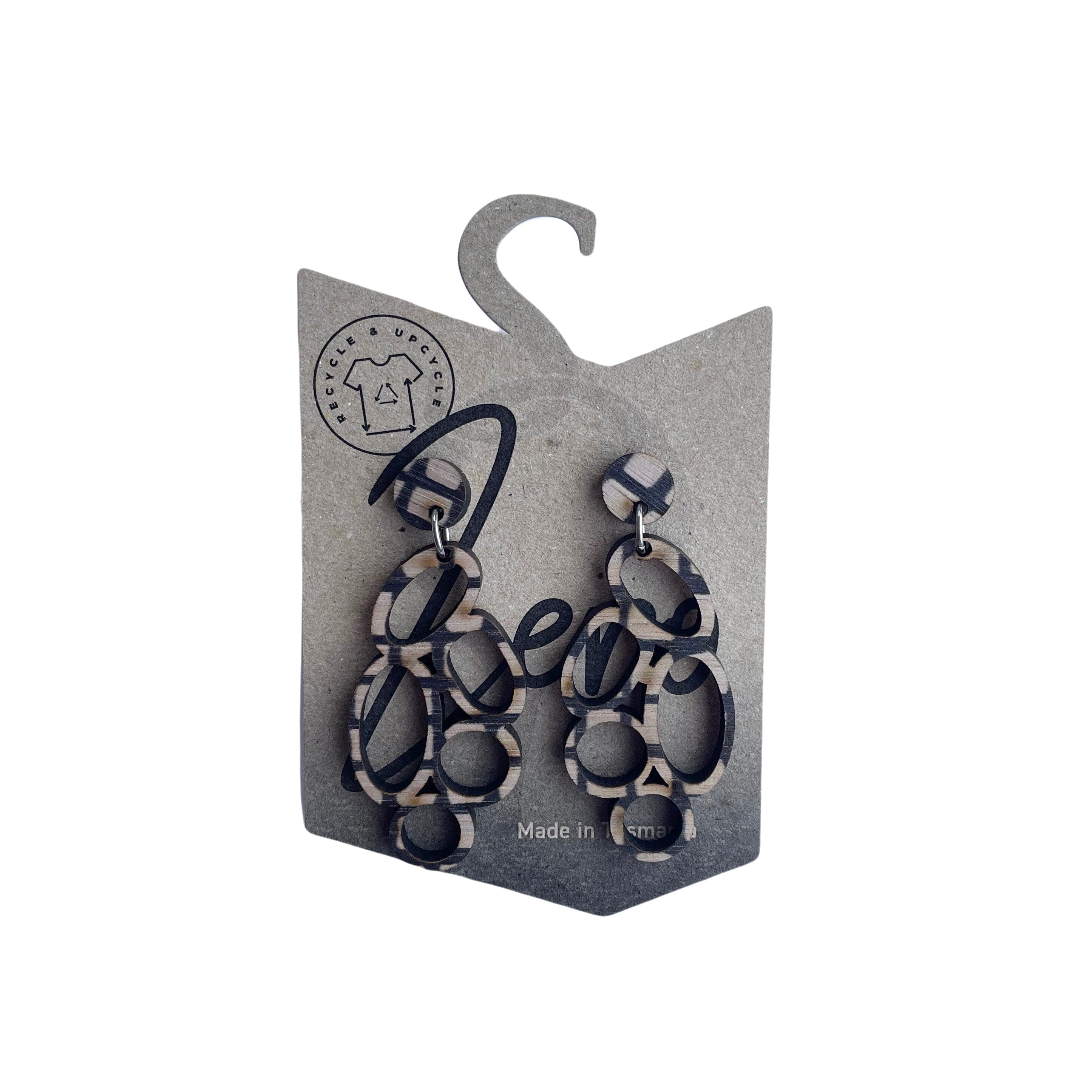 Pod Earrings - Zero Waste Australian Timber Earrings The Spotted Quoll Tessellated Pavement 