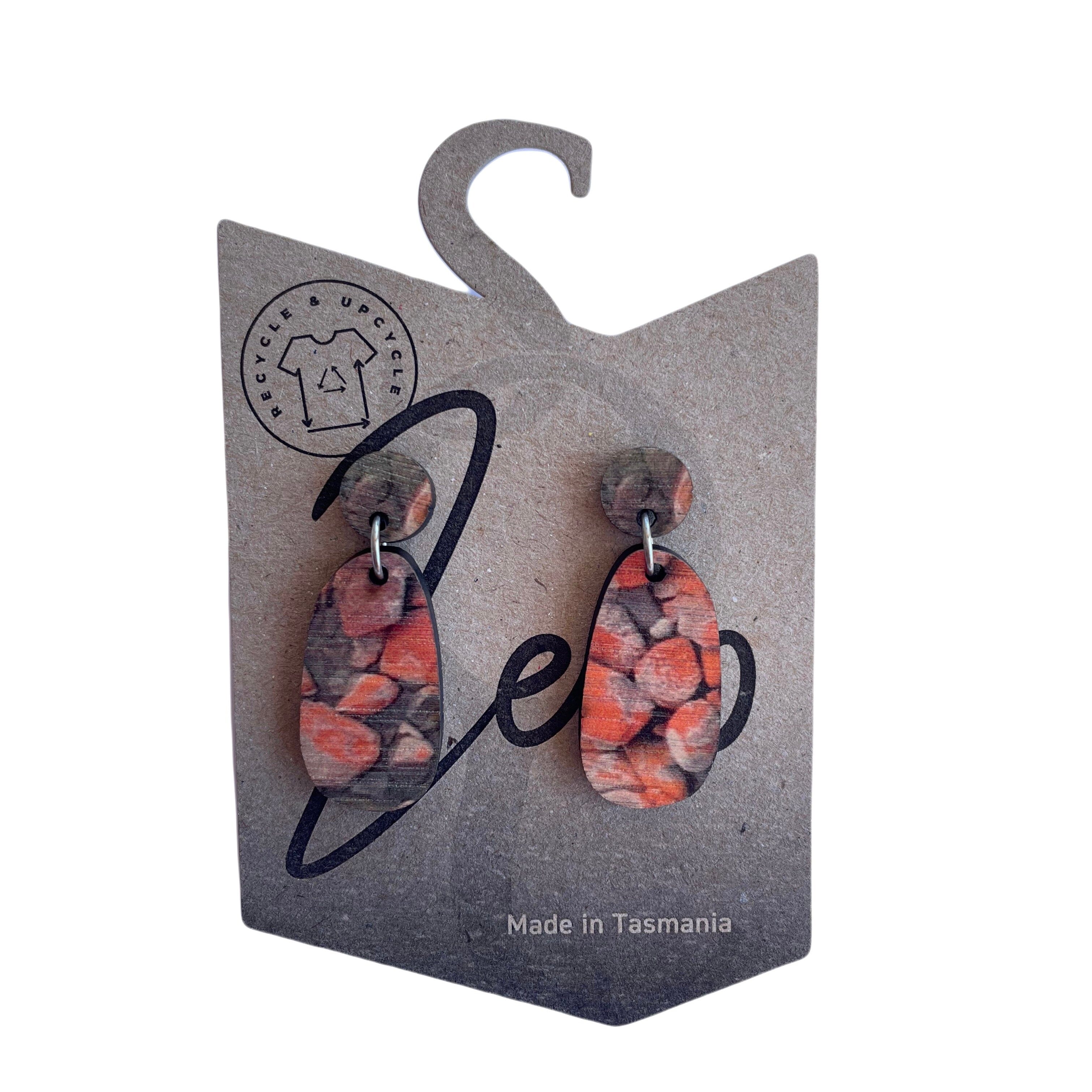 Small Earrings - Zero Waste Australian Timber Earrings The Spotted Quoll Solid Drop Aerial Bay of Fires 