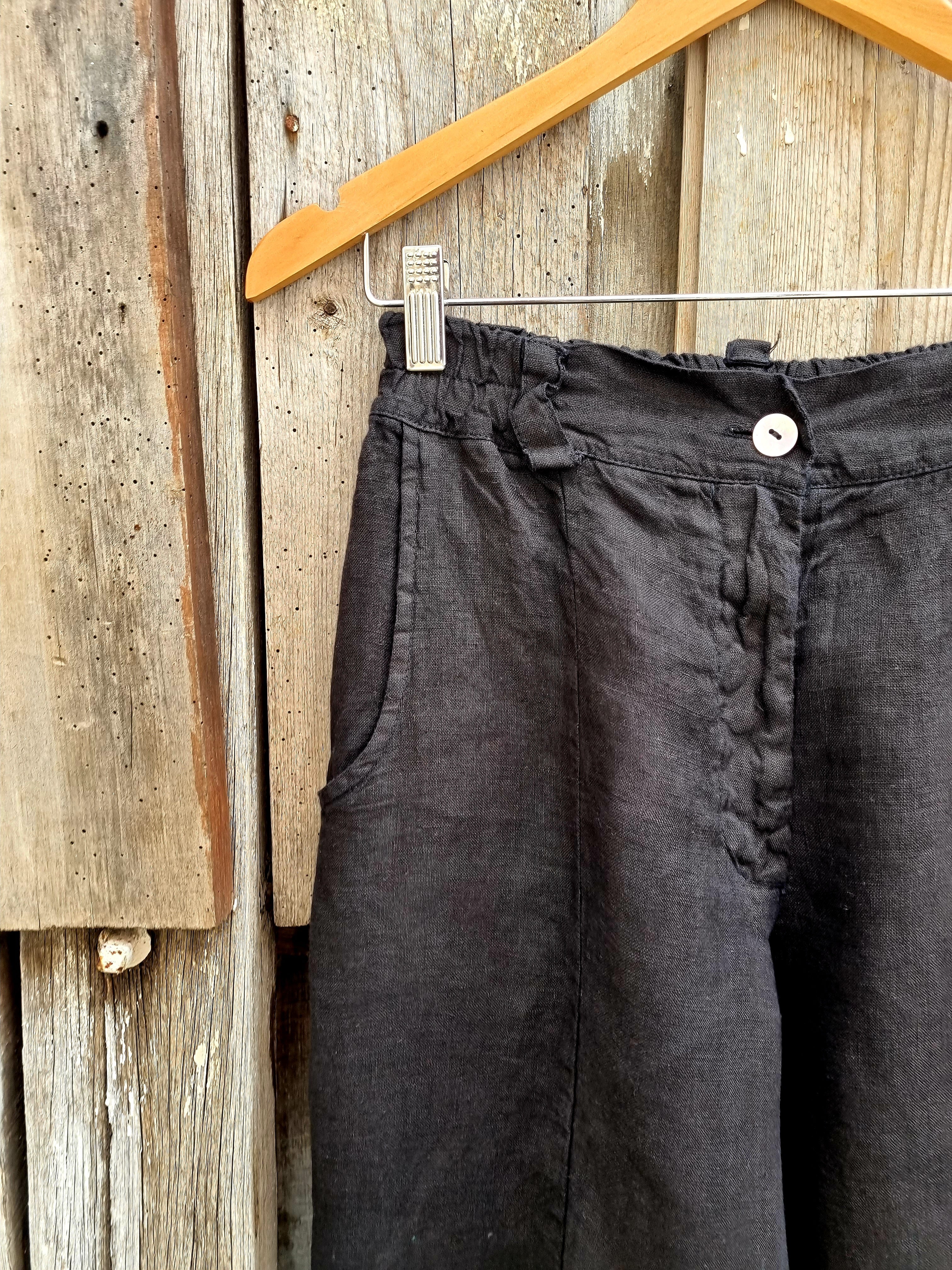 Linen 7/8 Pant Pants Etika Black Small 
