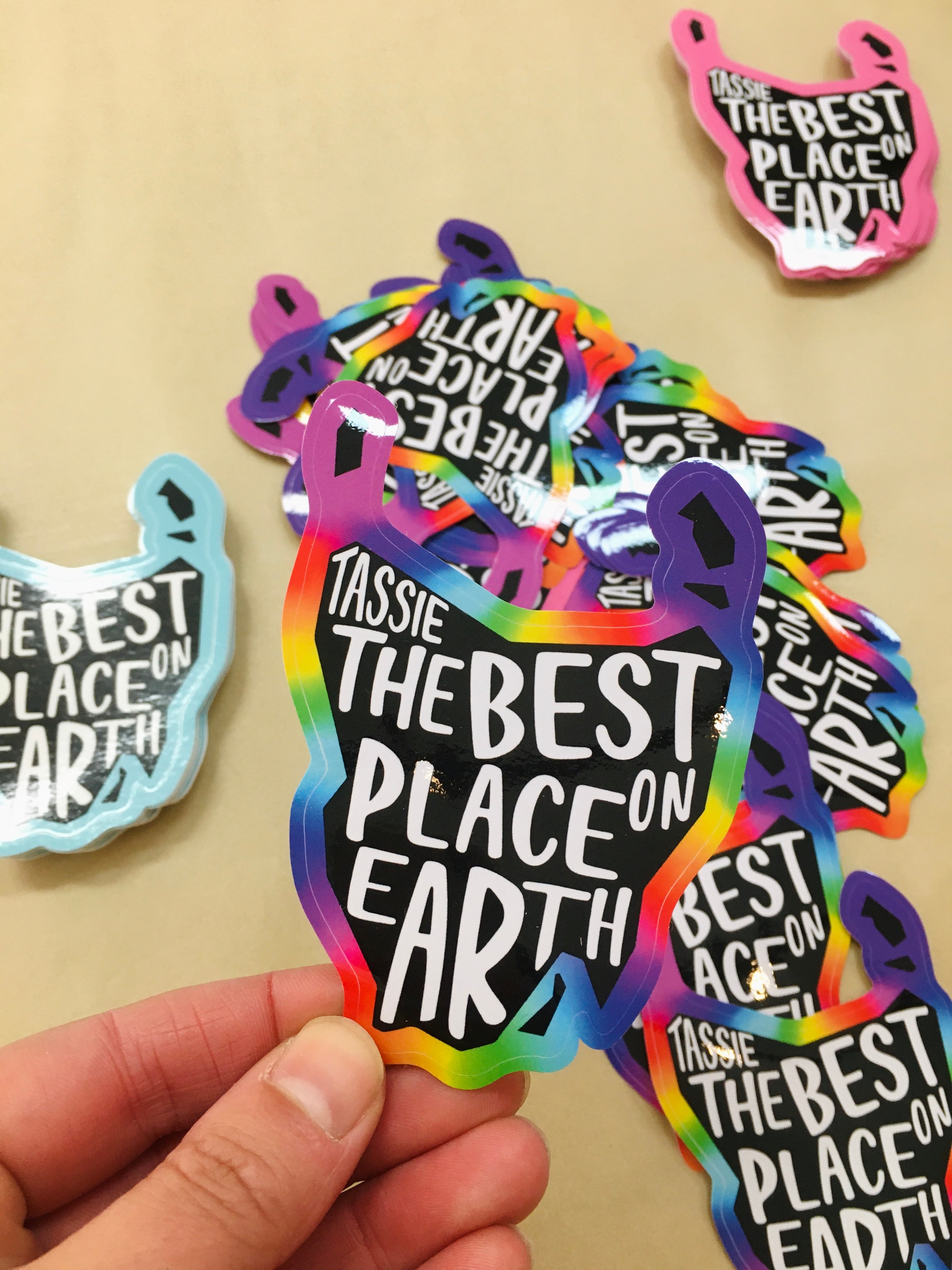 "Tassie The Best Place on Earth" Sticker Decorative Stickers Janelle Olivia Rainbow 