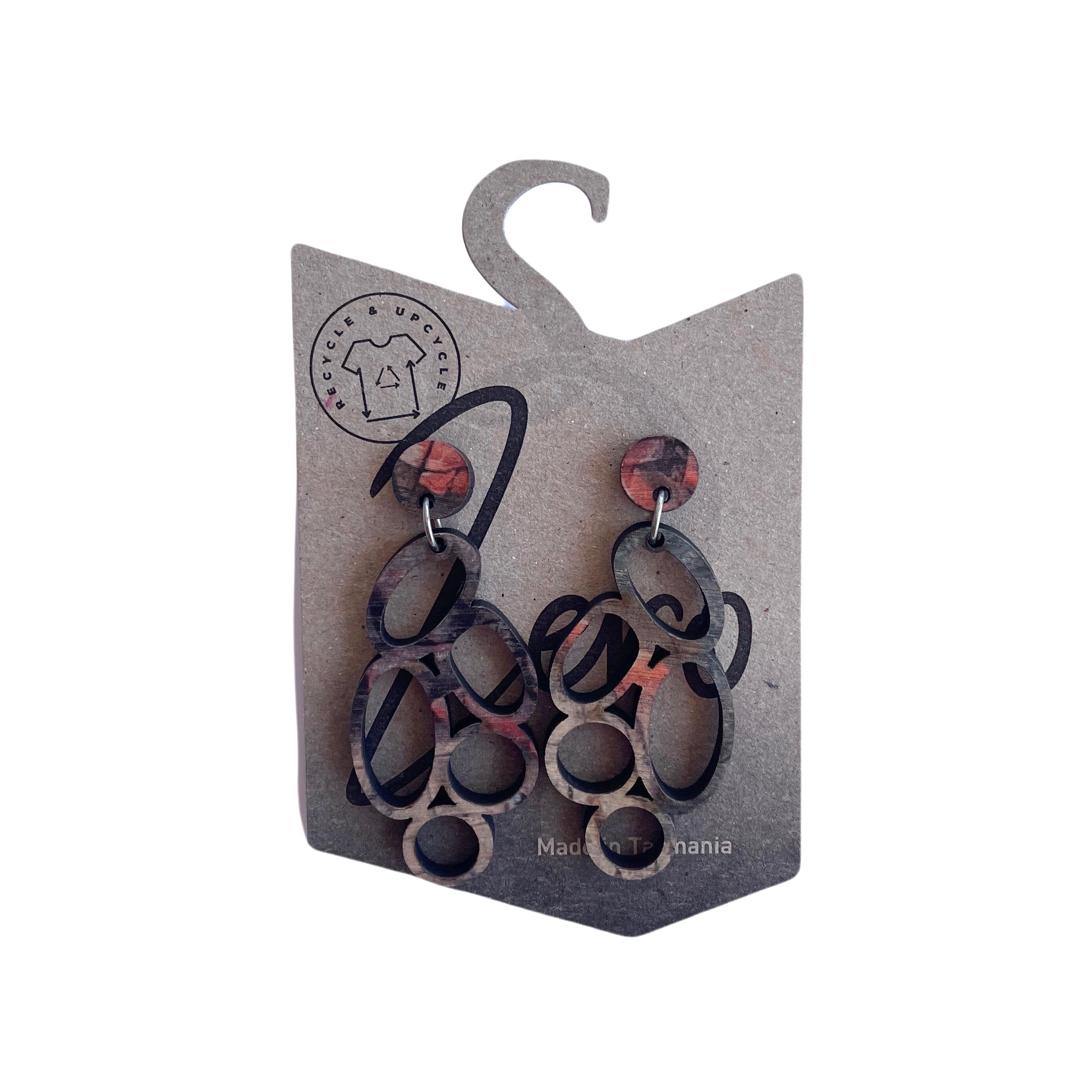 Pod Earrings - Zero Waste Australian Timber Earrings The Spotted Quoll Aerial Bay of Fires 
