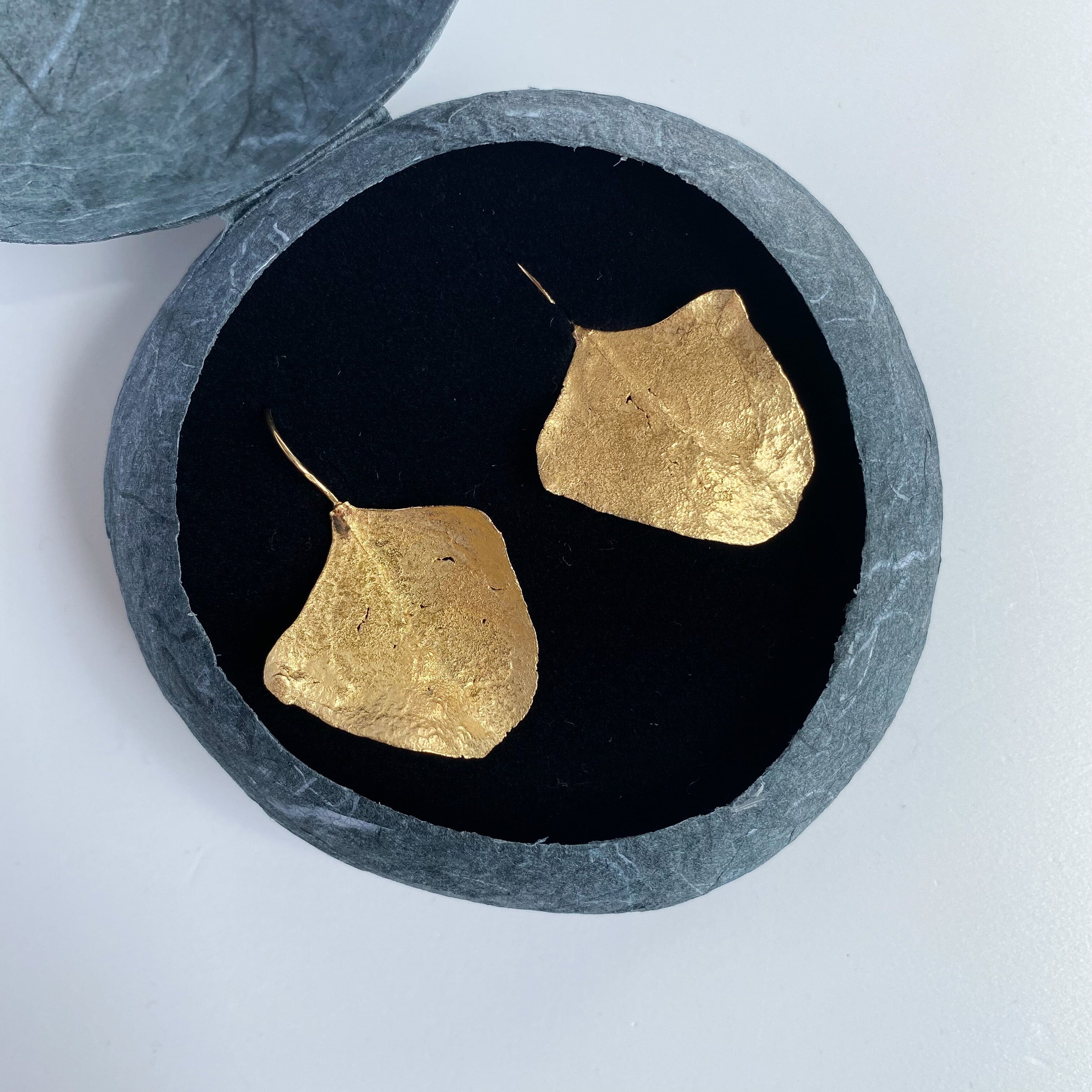 Gold Botanical Threads - Anja Jagsch Earrings Anja Jagsch Saltbush - Single Leaf (40mm) 
